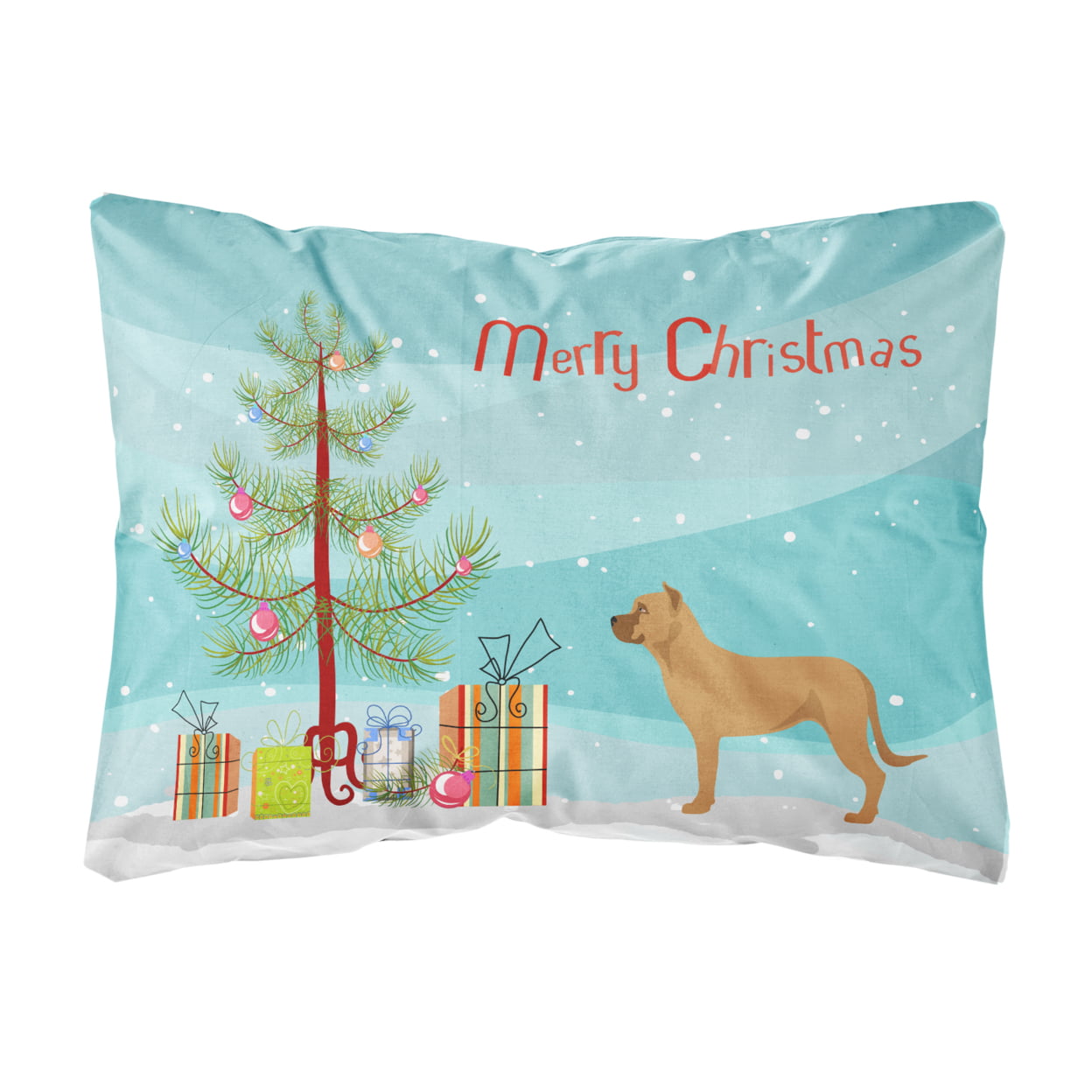 Alano Espanol Spanish Bulldog Christmas Canvas Fabric Decorative Pillow - Multi-Colored