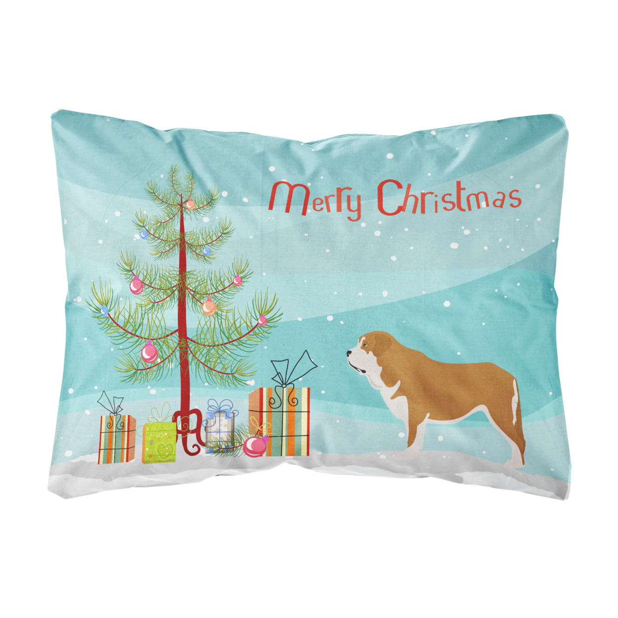 Mastin Epanol Spanish Mastiff Christmas Canvas Fabric Decorative Pillow - Multi-Colored