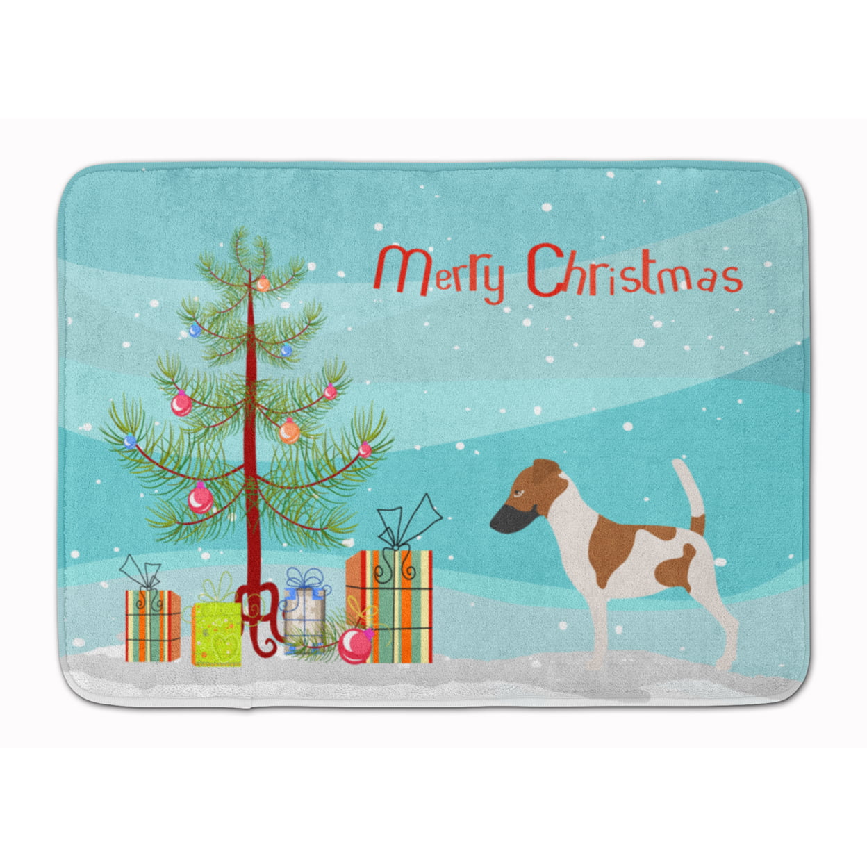 BB8441RUG Smooth Fox Terrier Christmas Machine Washable Memory Foam Mat
