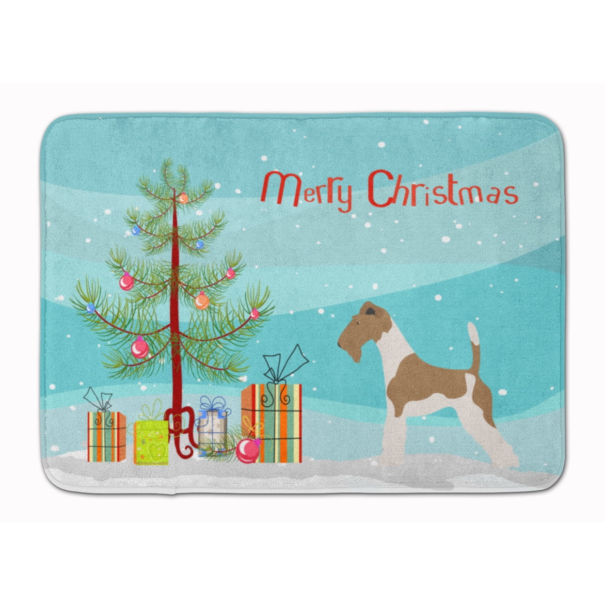 BB8446RUG Wire Fox Terrier Christmas Machine Washable Memory Foam Mat