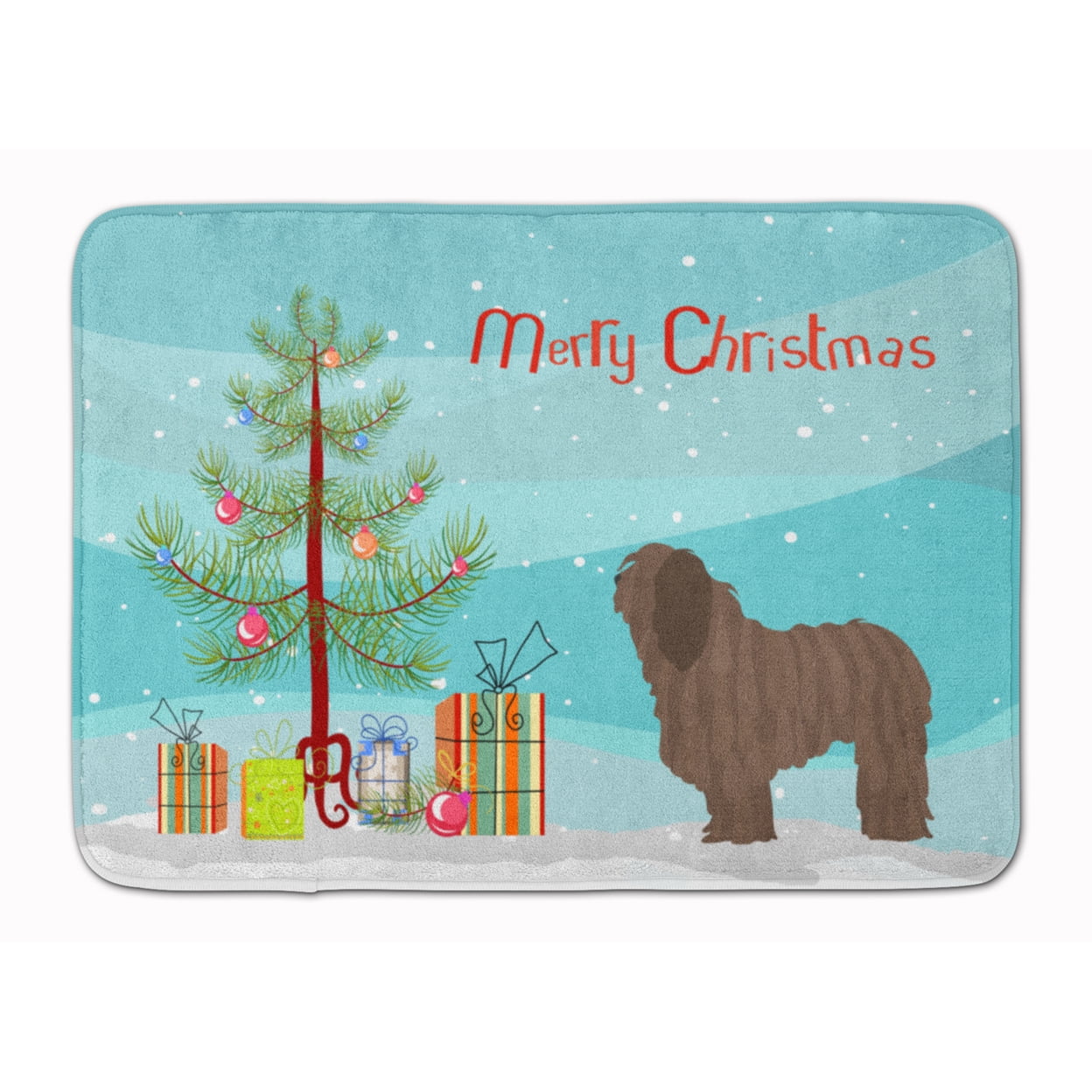 BB8453RUG Bergamasco Shepherd Christmas Machine Washable Memory Foam Mat