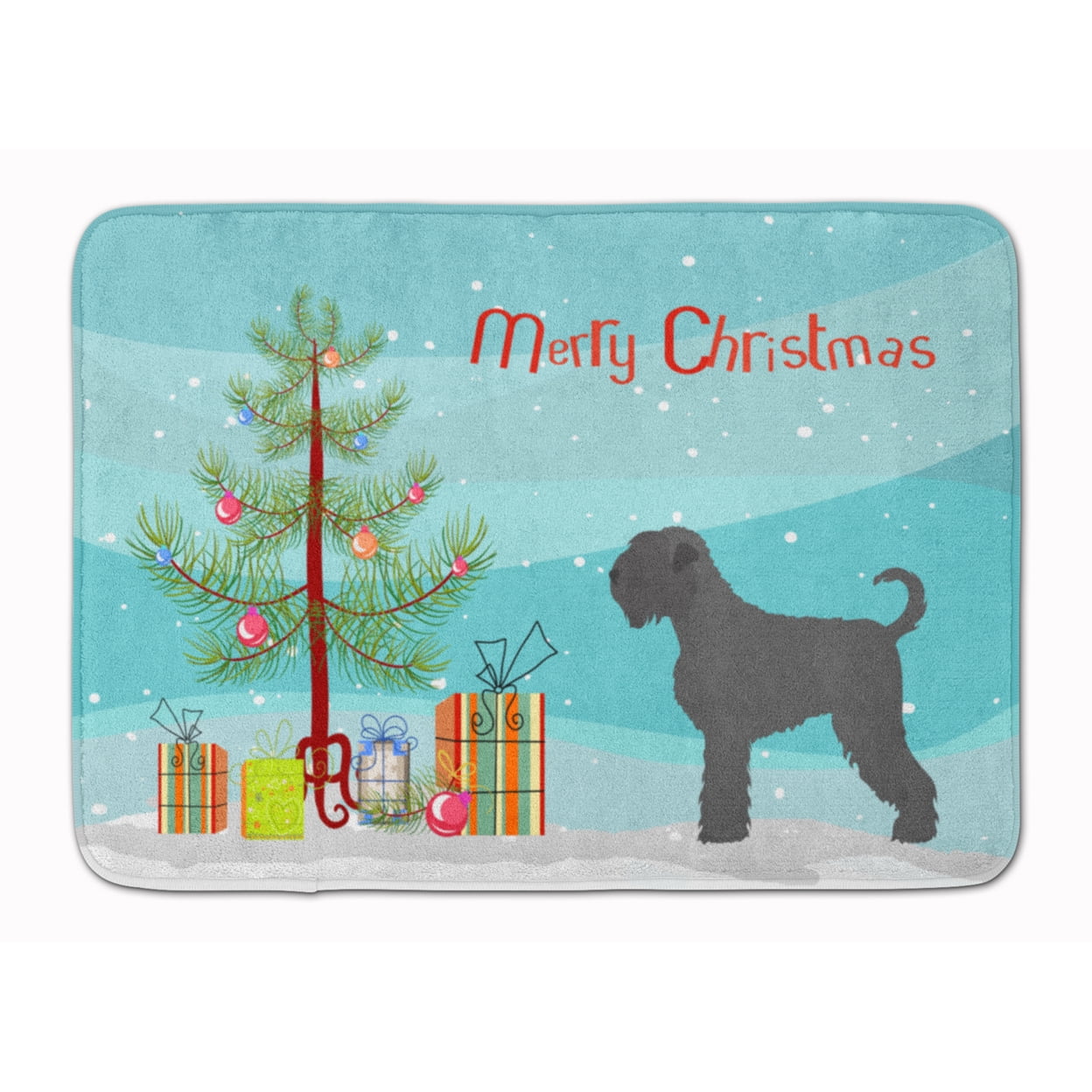 BB8455RUG Black Russian Terrier Christmas Machine Washable Memory Foam Mat