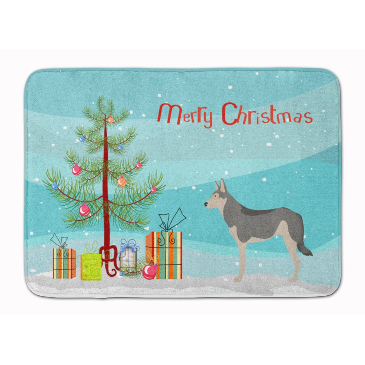 BB8458RUG Saarloos Wolfdog Christmas Machine Washable Memory Foam Mat
