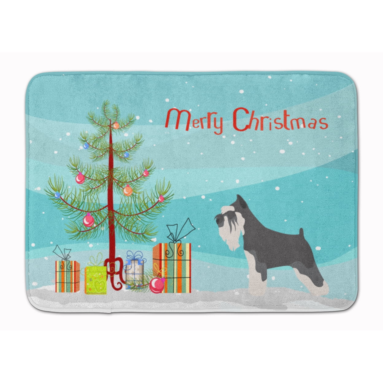 Miniature Schnauzer Christmas Machine Washable Memory Foam Mat