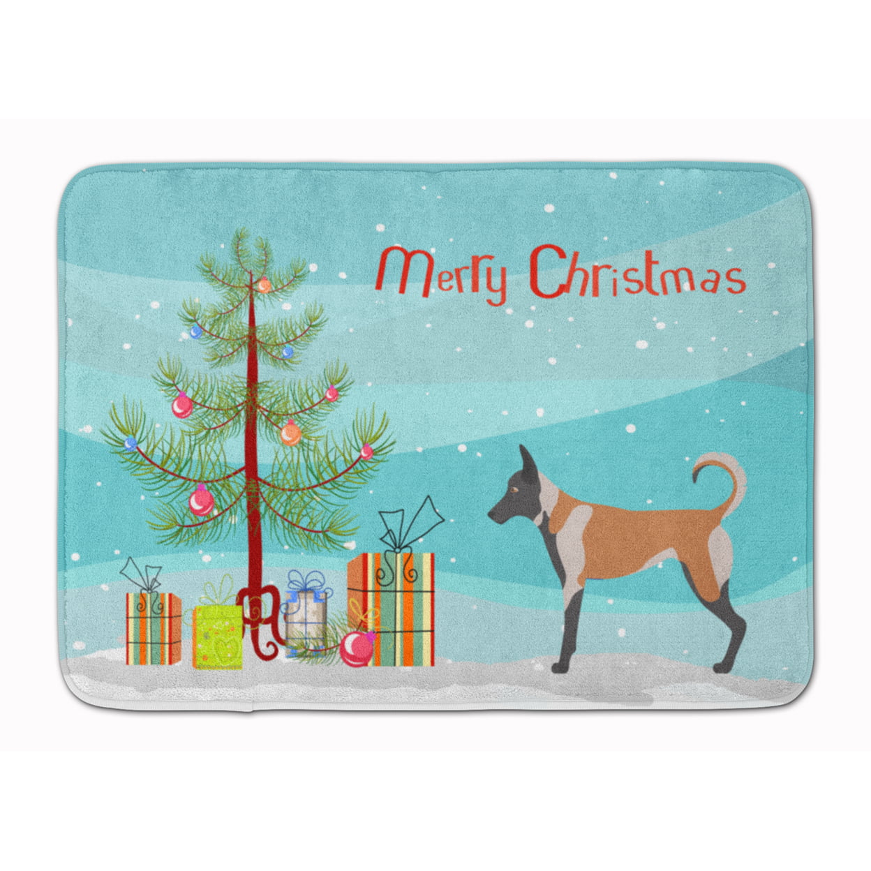 BB8461RUG Malinois Christmas Machine Washable Memory Foam Mat