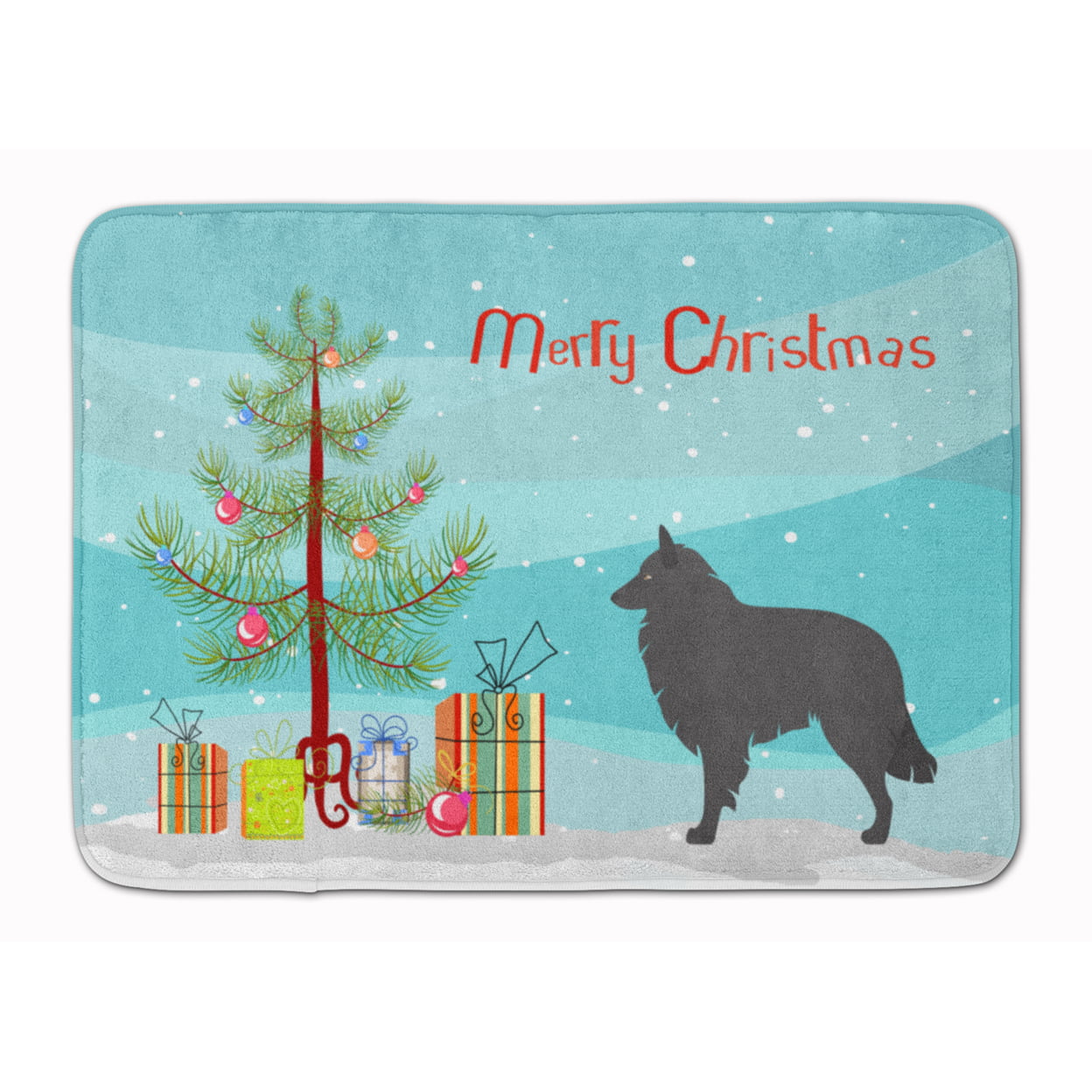BB8463RUG Groenendael Belgian Shepherd Christmas Machine Washable Memory Foam Mat