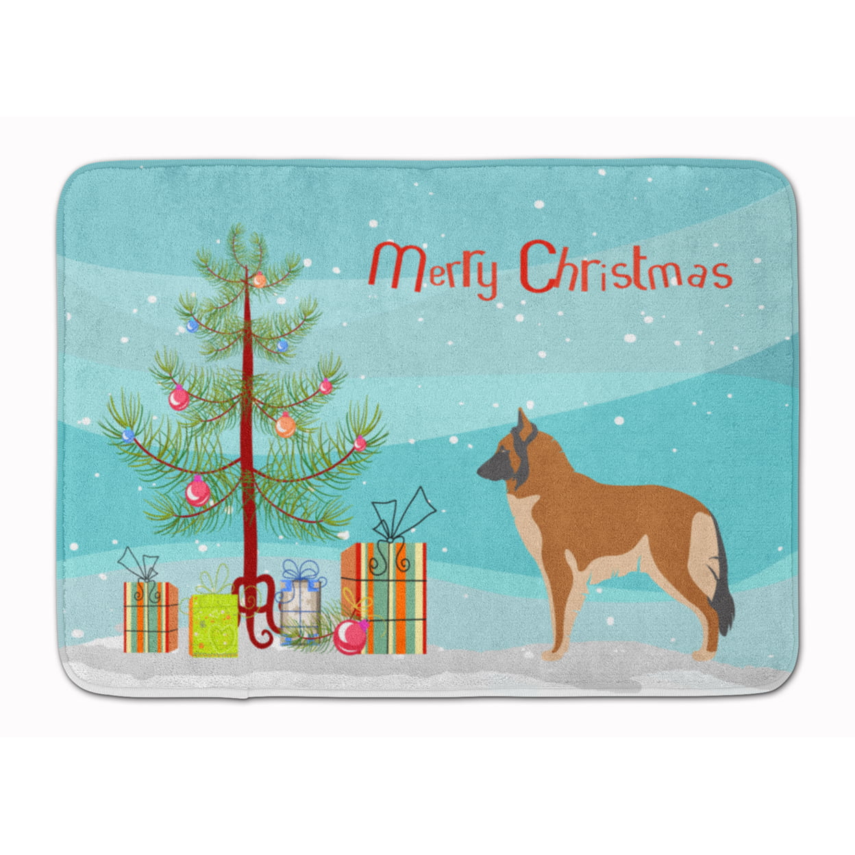 BB8465RUG Belgian Tervuren Christmas Machine Washable Memory Foam Mat