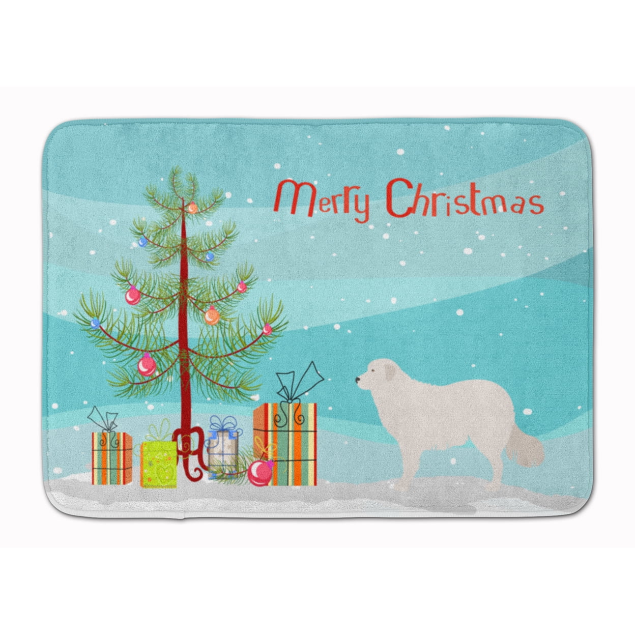 Kuvasz Christmas Machine Washable Memory Foam Mat