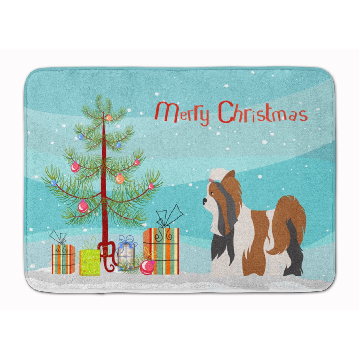 BB8470RUG Biewer Terrier Christmas Machine Washable Memory Foam Mat