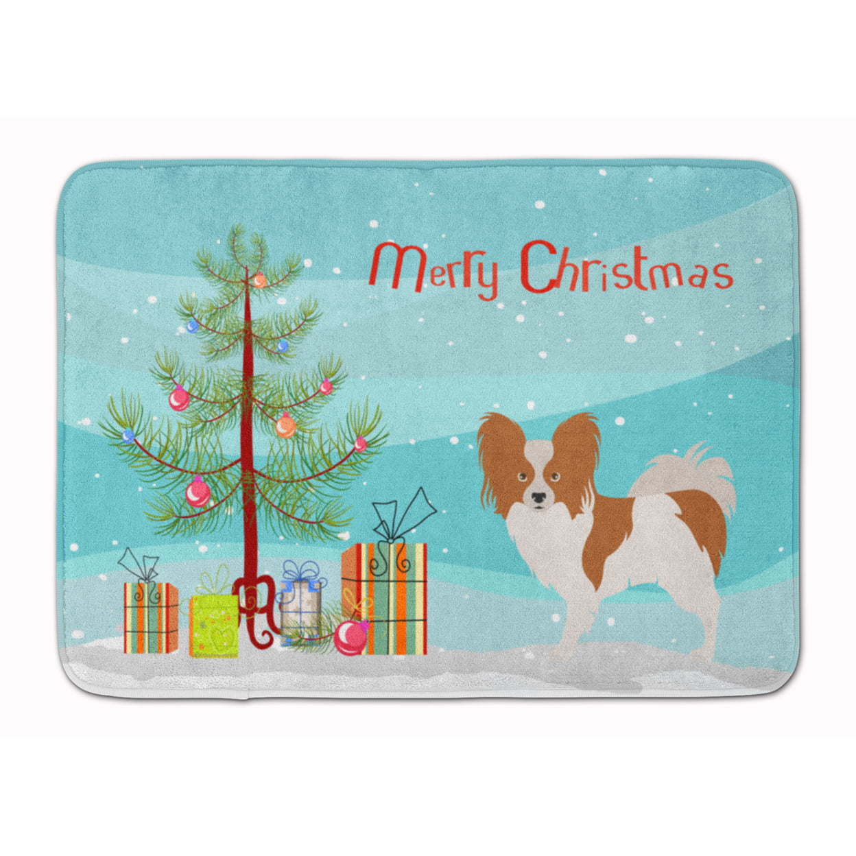 BB8472RUG Papillon Christmas Machine Washable Memory Foam Mat