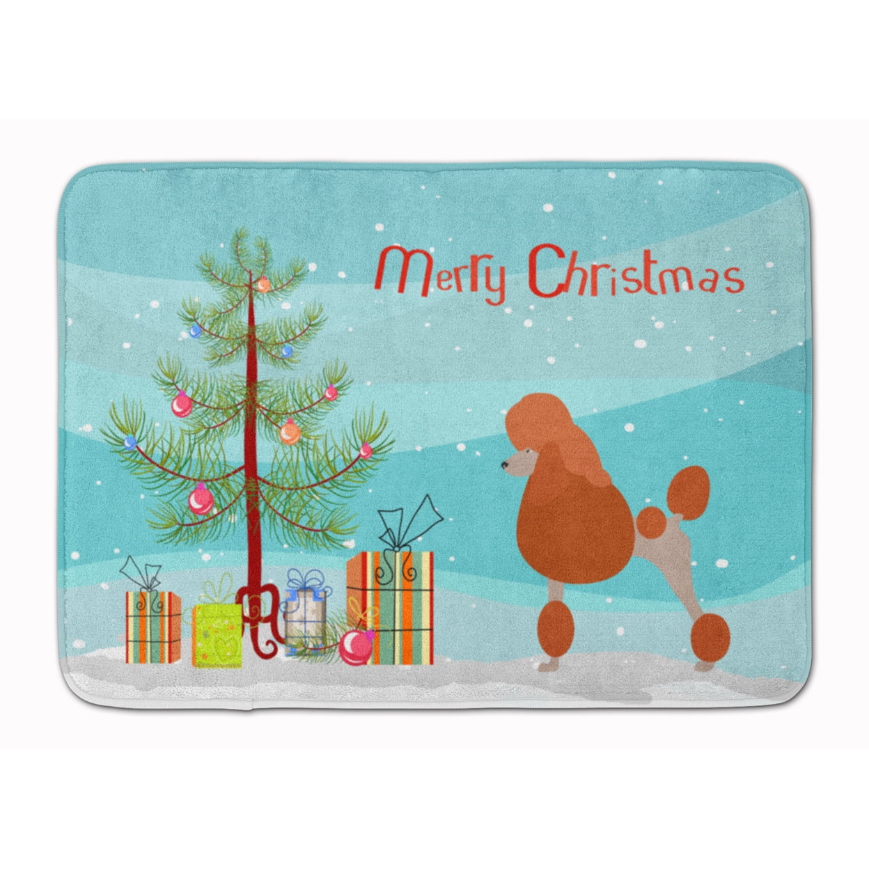 BB8473RUG Royal Poodle Christmas Machine Washable Memory Foam Mat