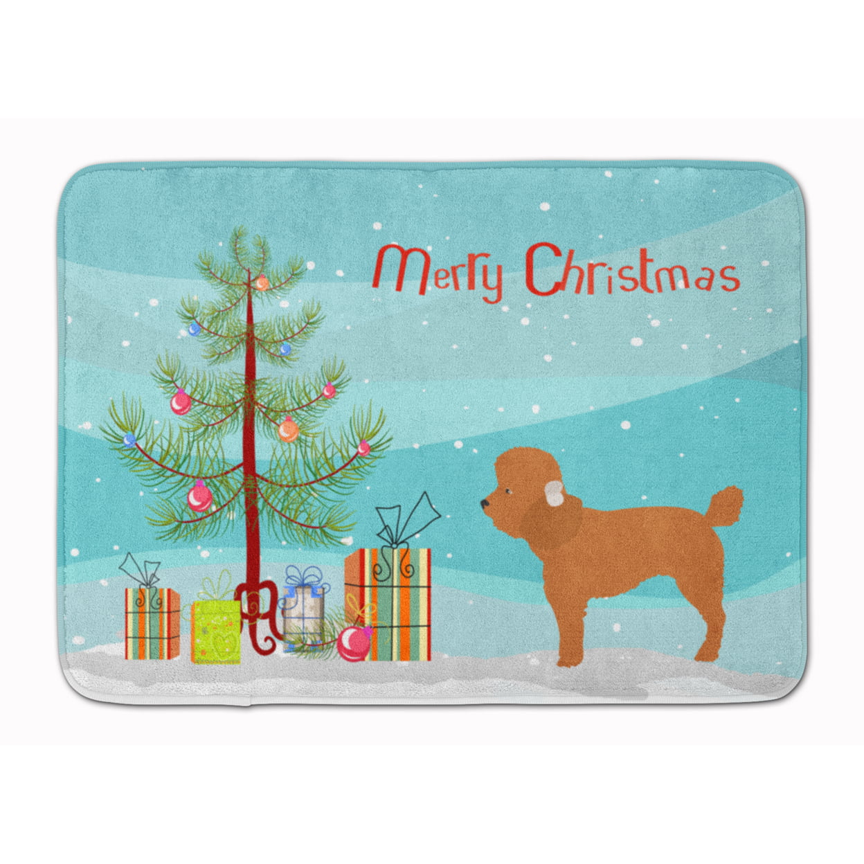 BB8478RUG Toy Poodle Christmas Machine Washable Memory Foam Mat