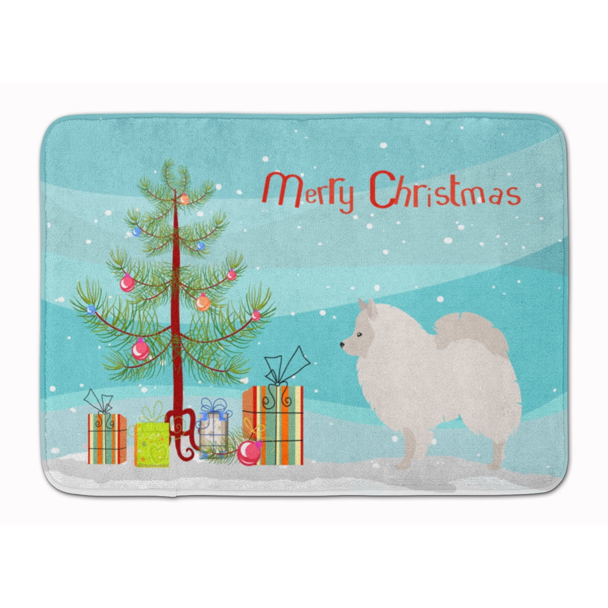 BB8479RUG German Spitz Christmas Machine Washable Memory Foam Mat