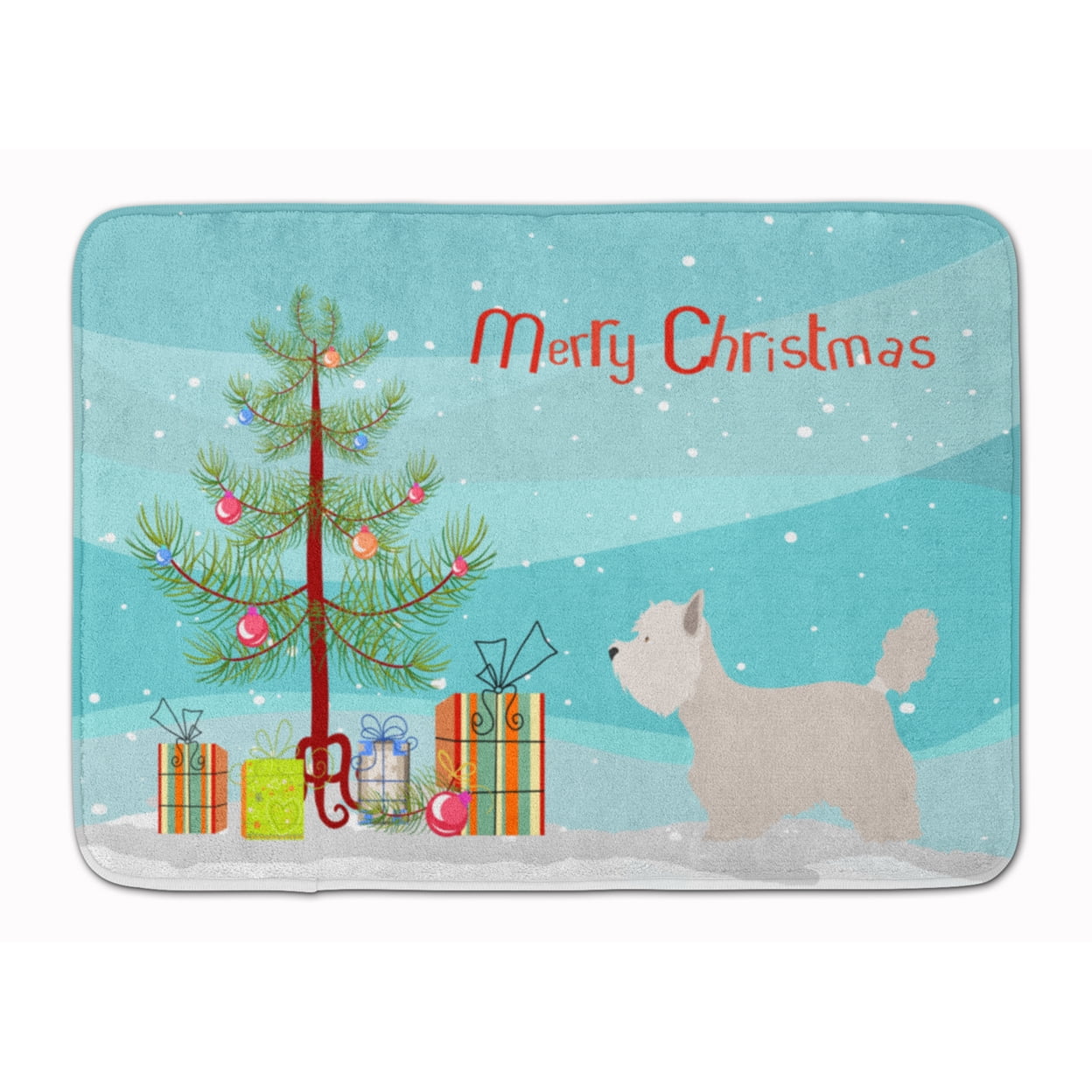 Westie Christmas Machine Washable Memory Foam Mat
