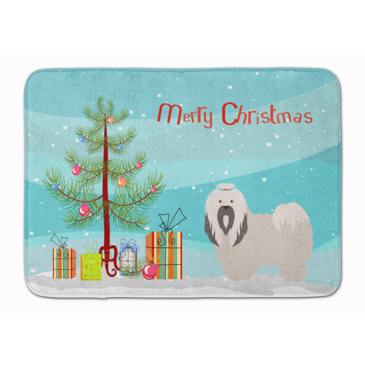 BB8481RUG Lhasa Apso Christmas Machine Washable Memory Foam Mat