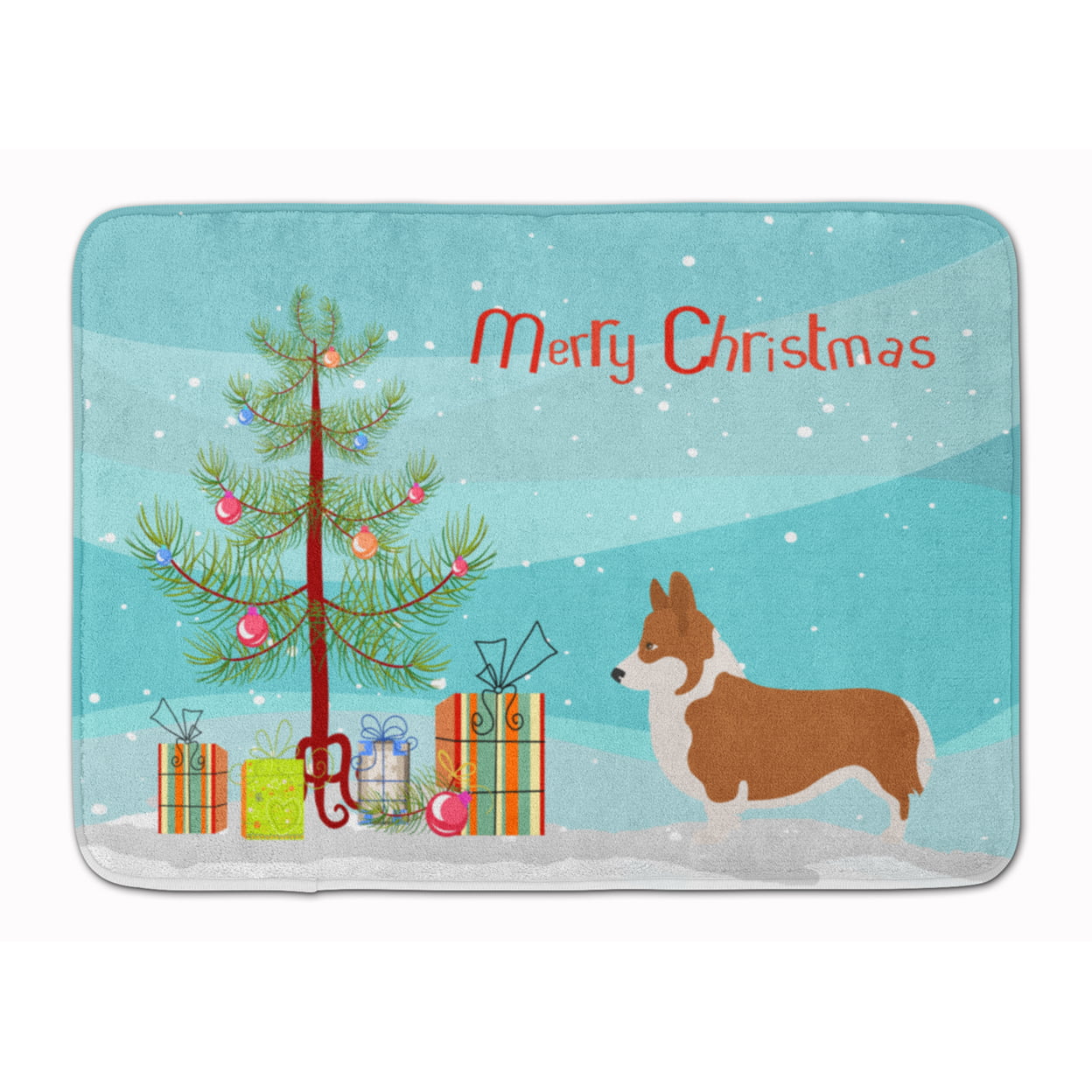 BB8482RUG Pembroke Welsh Corgi Christmas Machine Washable Memory Foam Mat