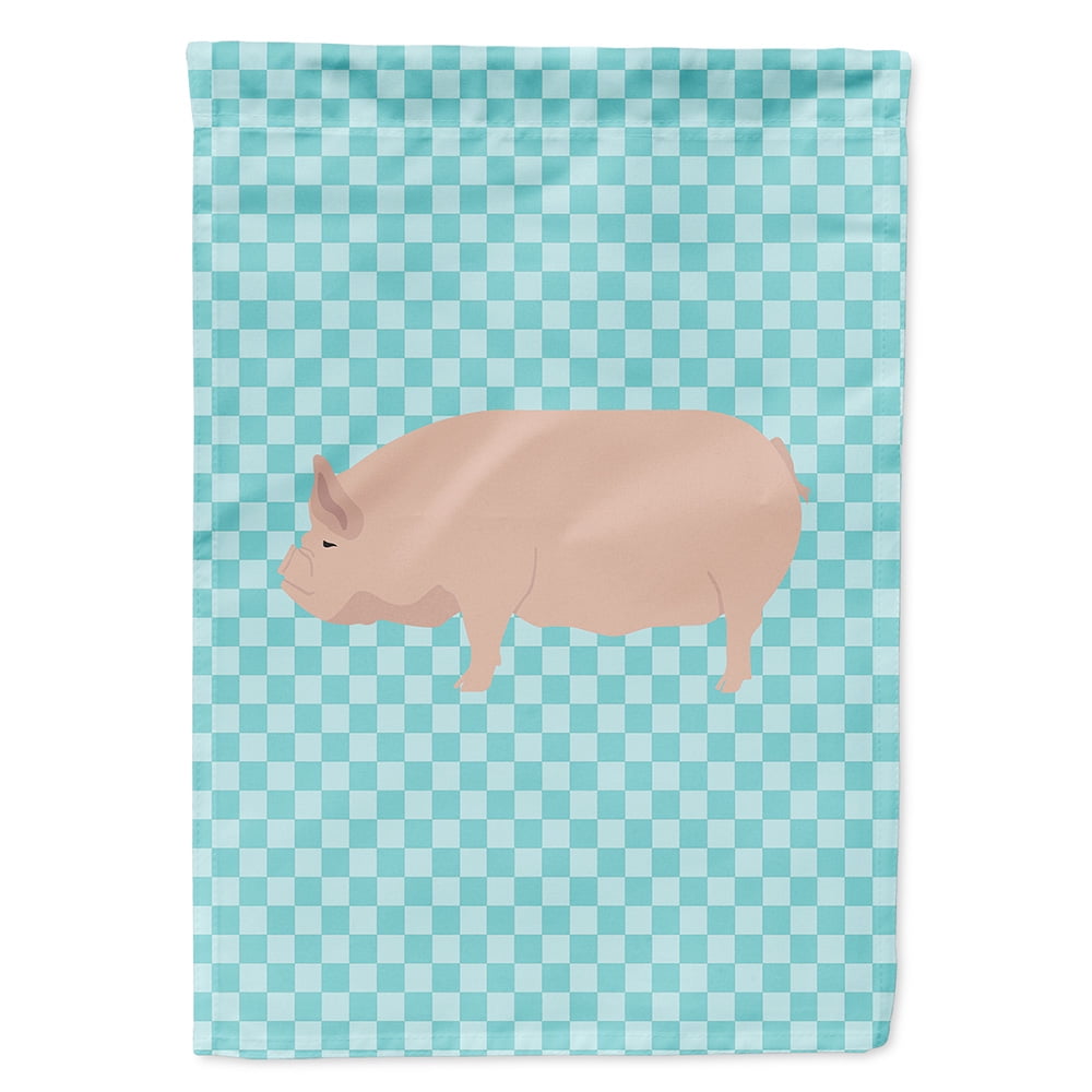 Welsh Pig Blue Check Garden Flag