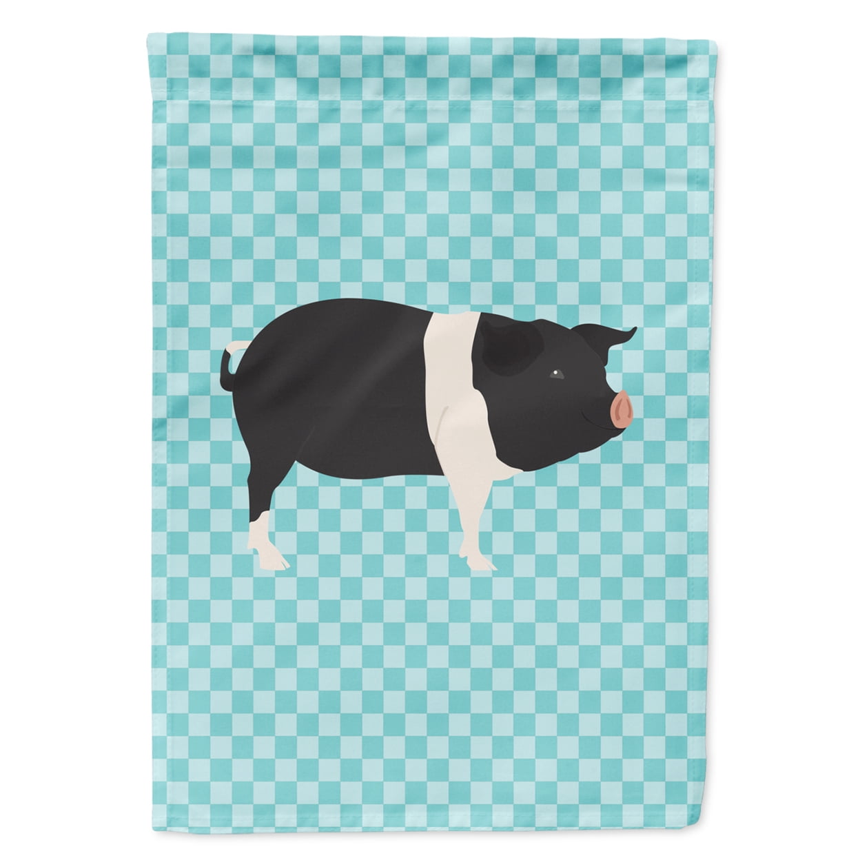 Hampshire Pig Blue Check Garden Flag - Blue Check