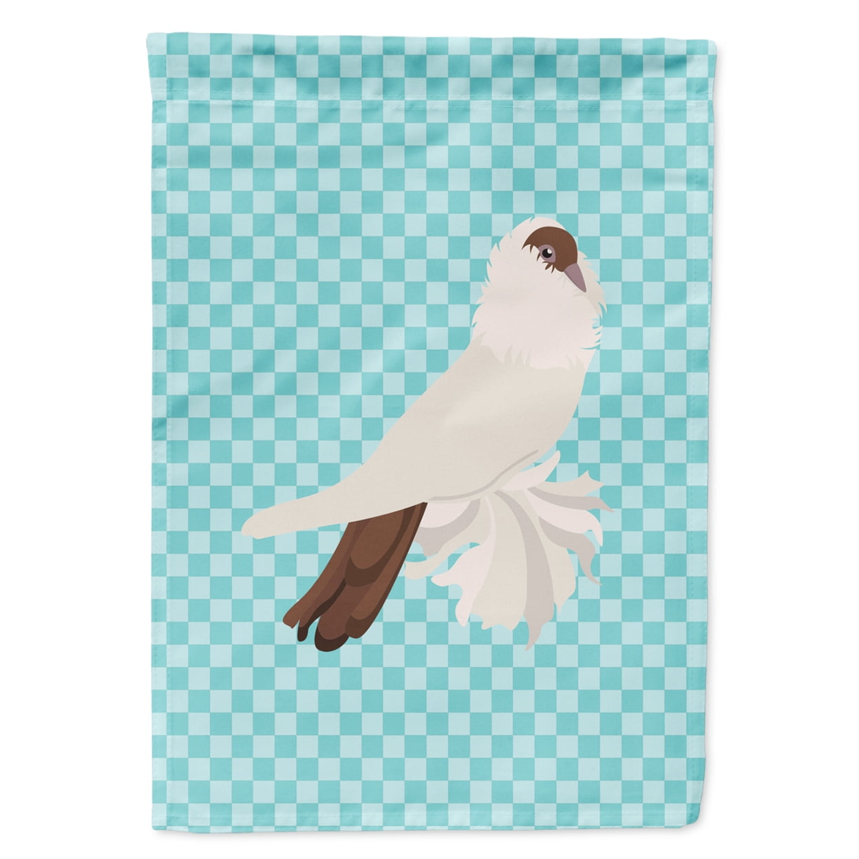 German Helmet Pigeon Blue Check Garden Flag