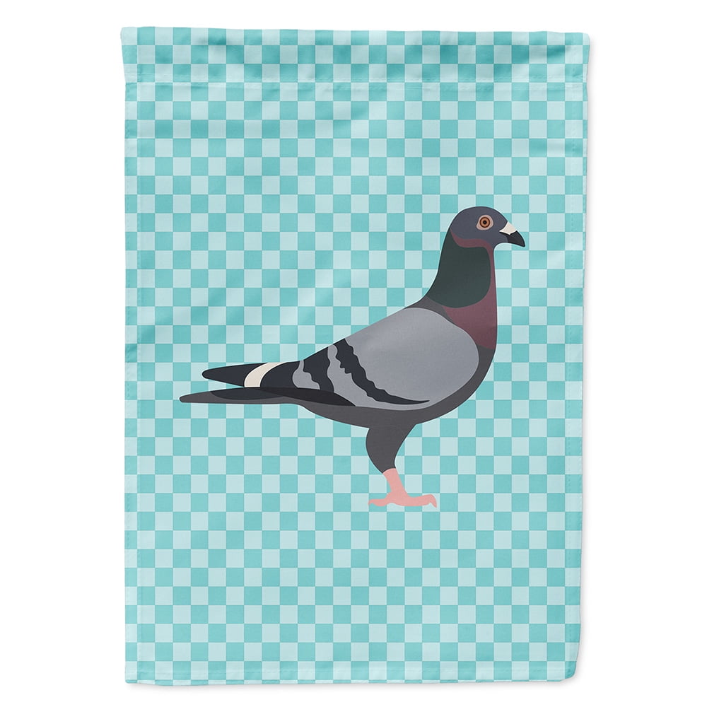 Racing Pigeon Blue Check Garden Flag