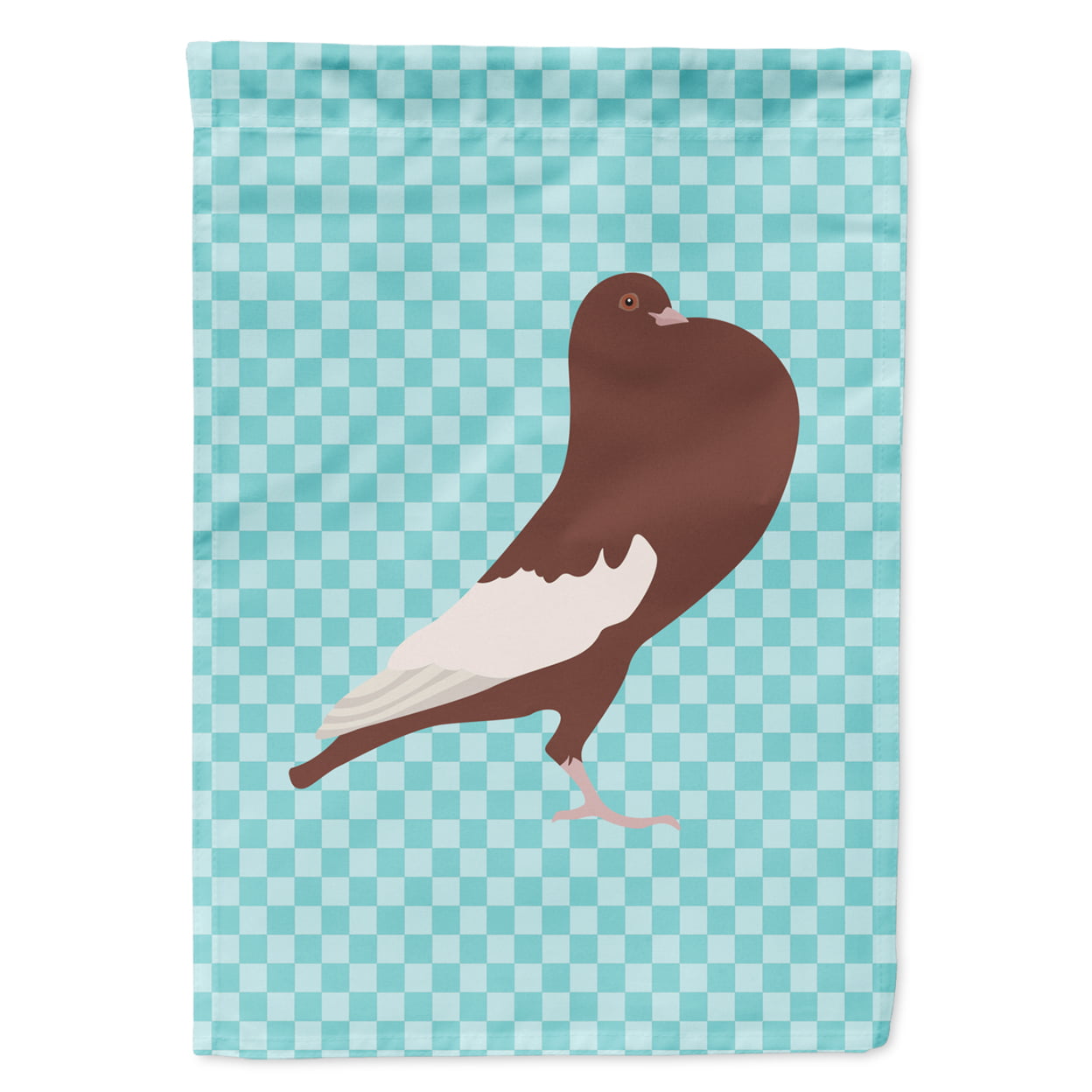 English Pouter Pigeon Blue Check Garden Flag