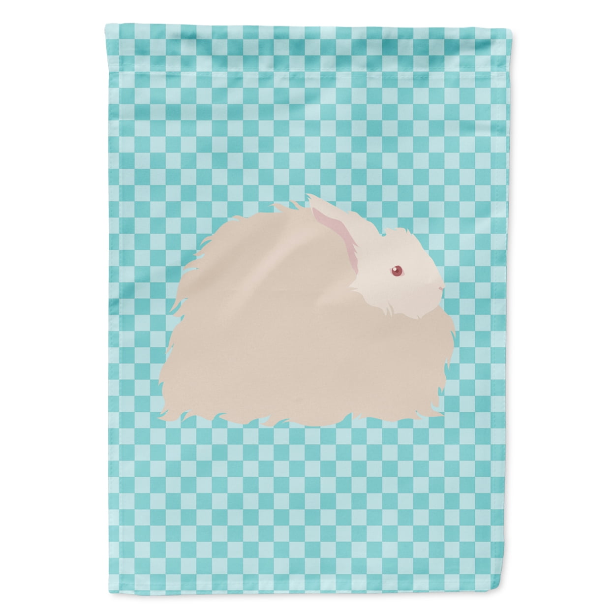 Fluffy Angora Rabbit Blue Check Garden Flag
