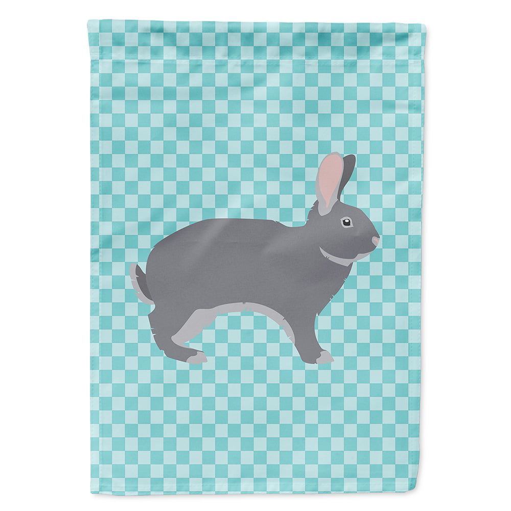 Giant Chinchilla Rabbit Blue Check Garden Flag