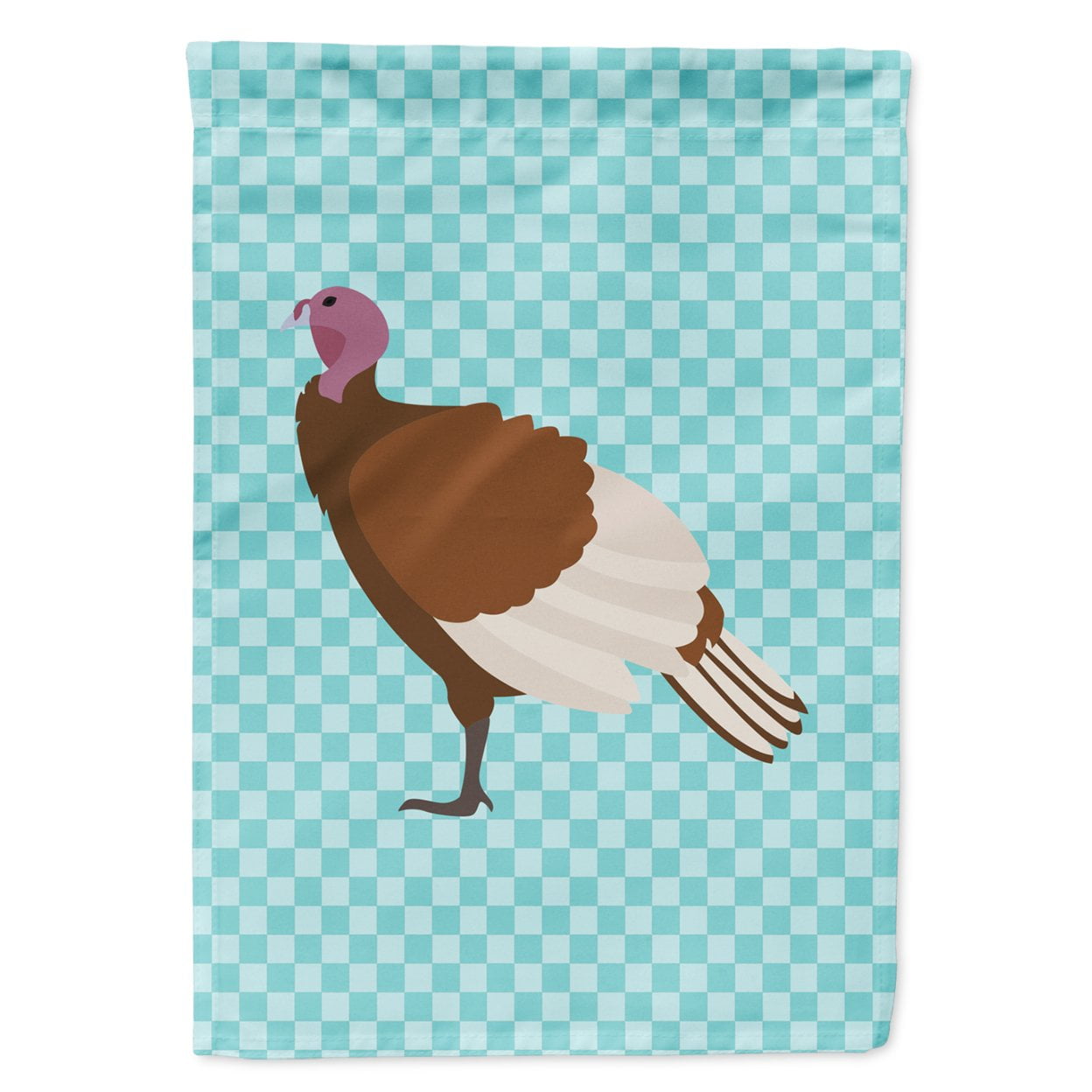 Bourbon Red Turkey Hen Blue Check Garden Flag