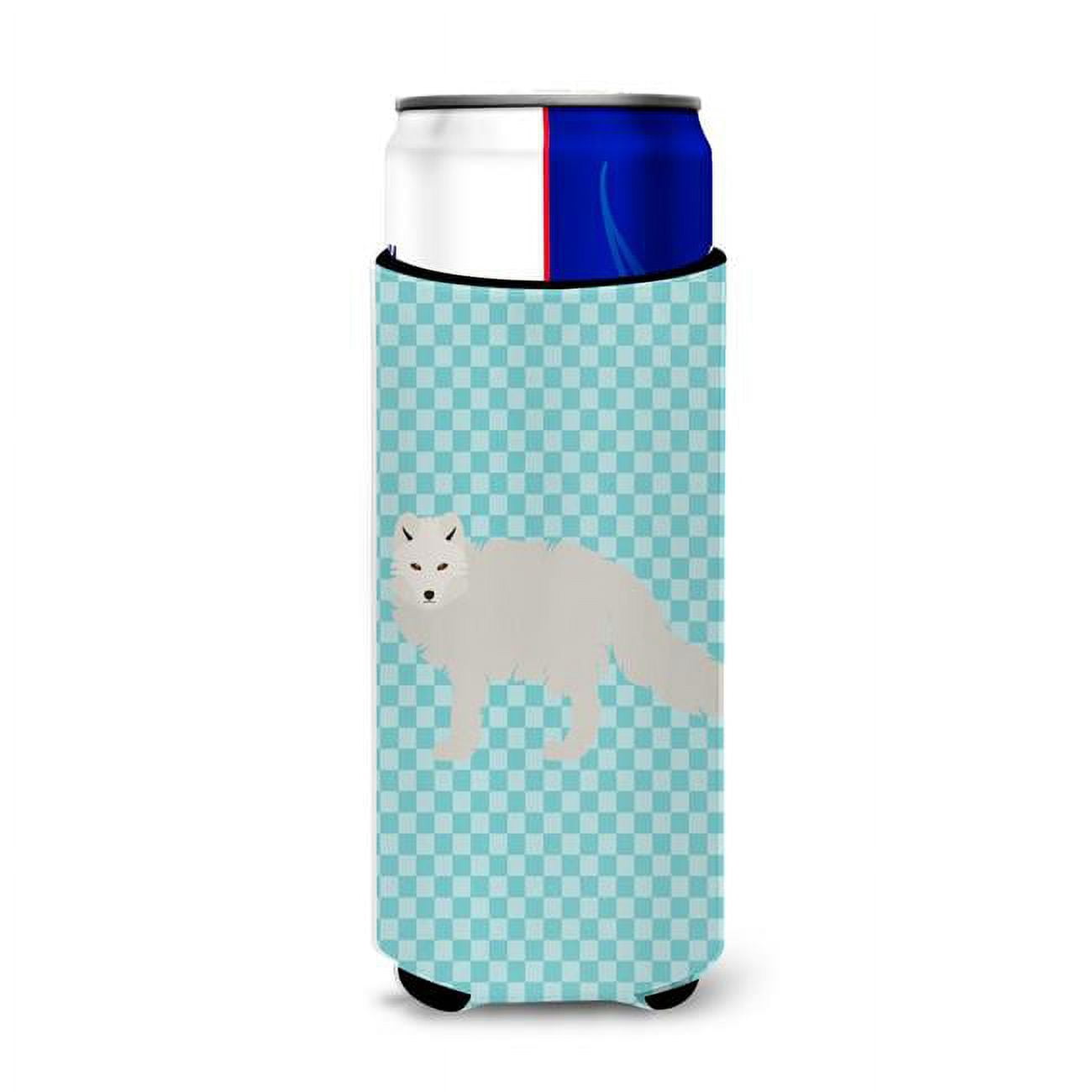 White Arctic Fox Blue Check Michelob Ultra Hugger for Slim Cans - Blue Check - Slim Cans