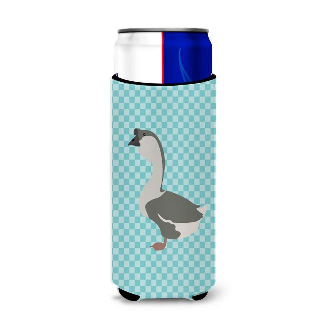 African Goose Blue Check Michelob Ultra Hugger for Slim Cans - Blue Check - Slim Cans
