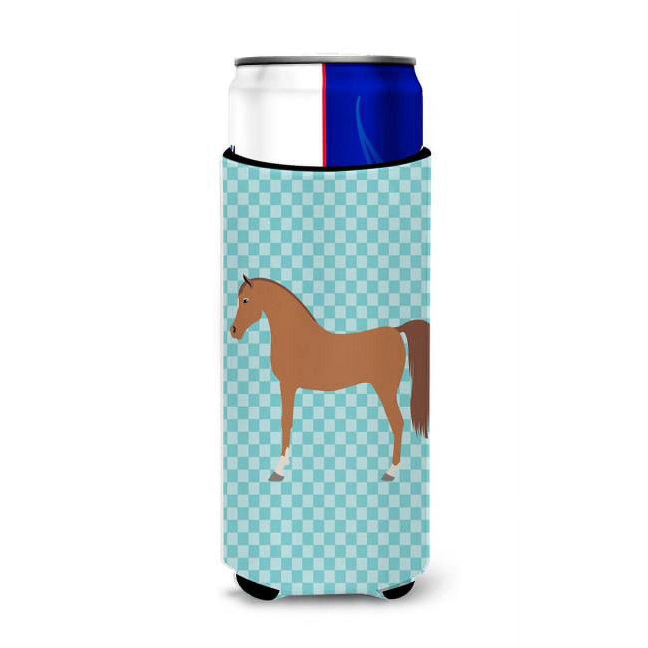 Arabian Horse Blue Check Michelob Ultra Hugger for Slim Cans