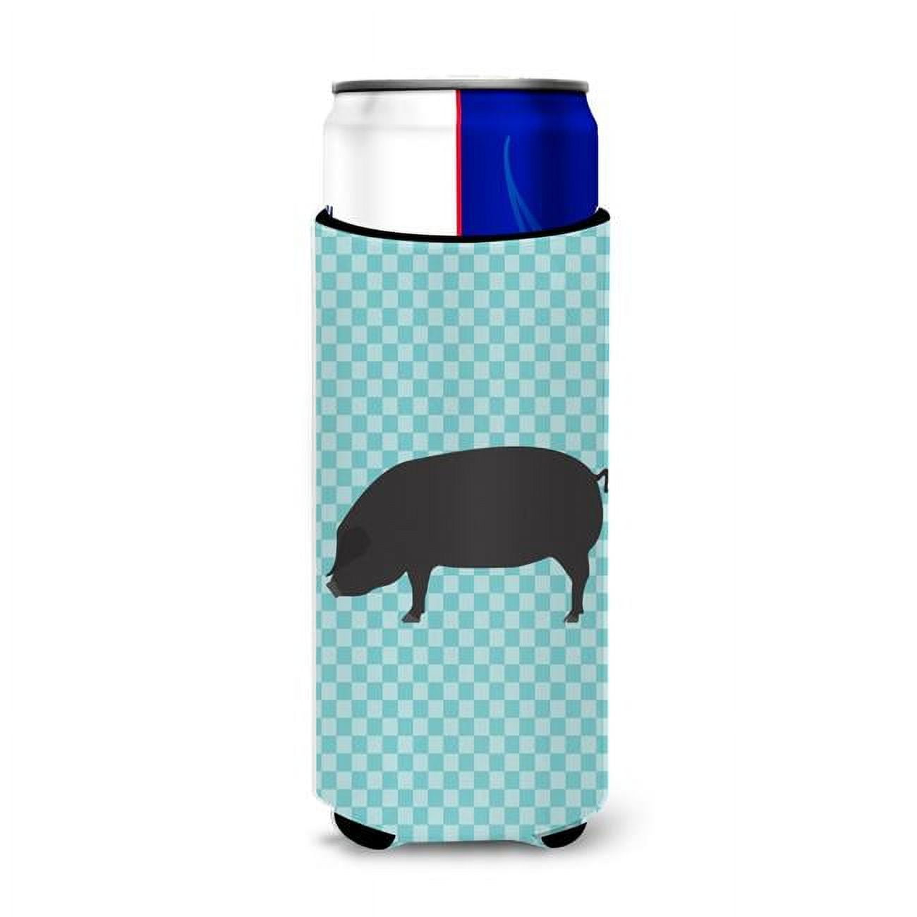 Devon Large Black Pig Blue Check Michelob Ultra Hugger for Slim Cans - Blue Check - Slim Cans