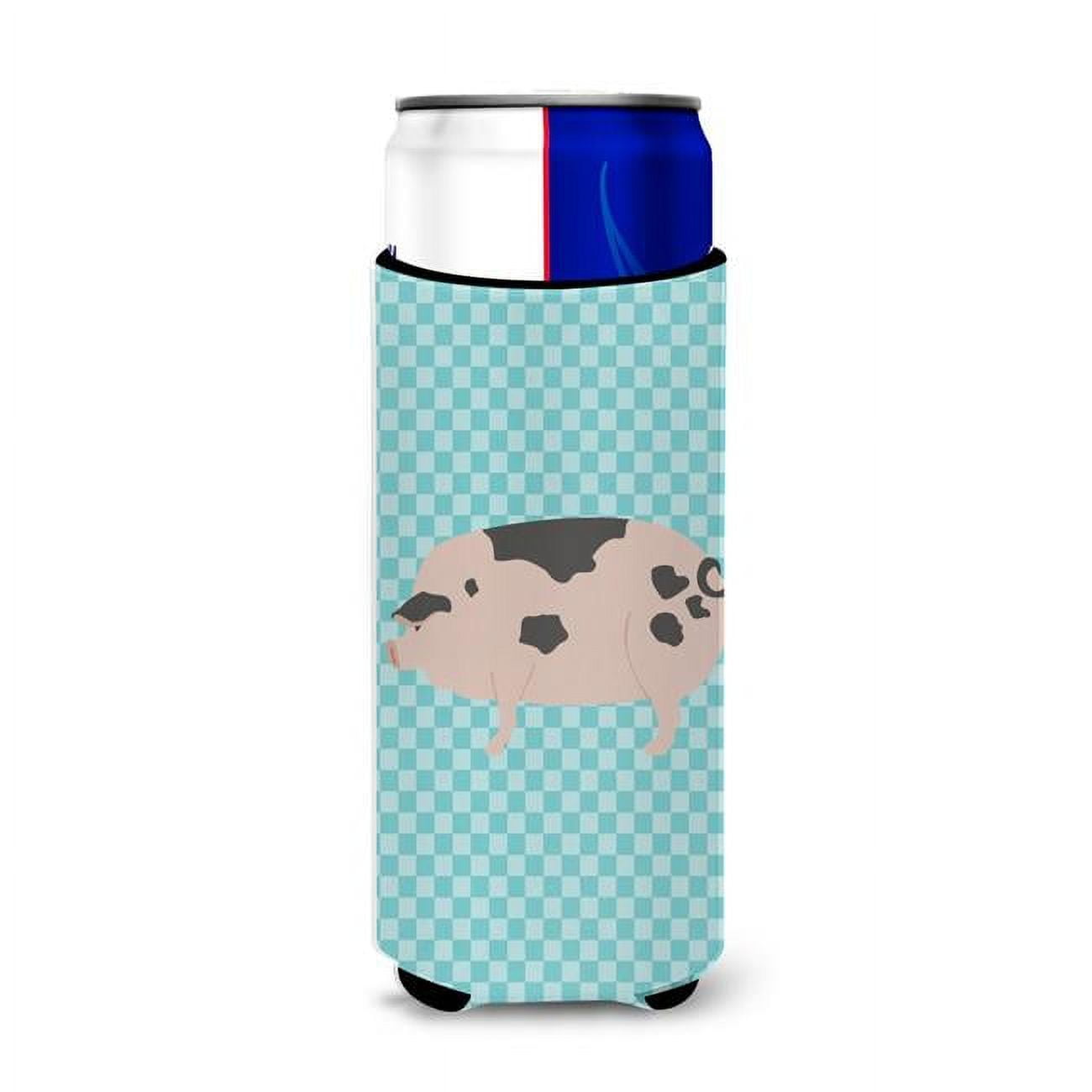 Gloucester Old Spot Pig Blue Check Michelob Ultra Hugger for Slim Cans