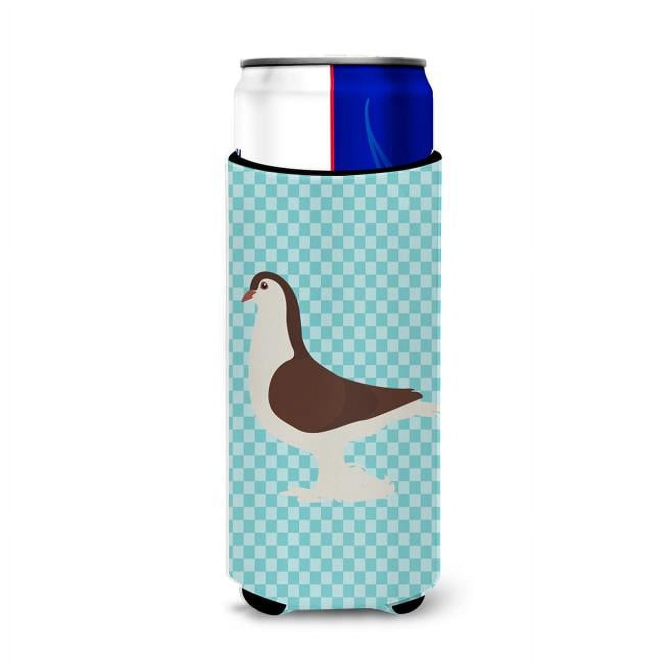 Large Pigeon Blue Check Michelob Ultra Hugger for Slim Cans - Blue Check - Slim Cans