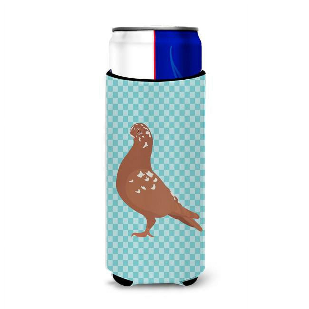 African Owl Pigeon Blue Check Michelob Ultra Hugger for Slim Cans - Blue Check - Slim Cans