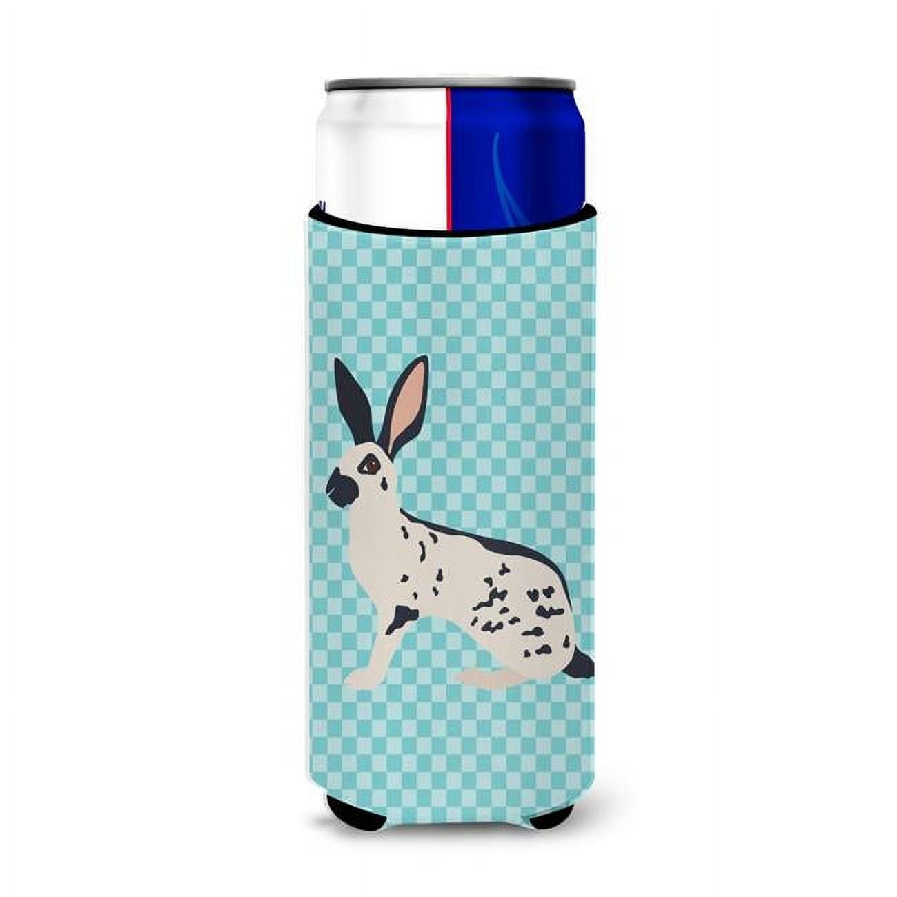 English Spot Rabbit Blue Check Michelob Ultra Hugger for Slim Cans - Blue Check - Slim Cans