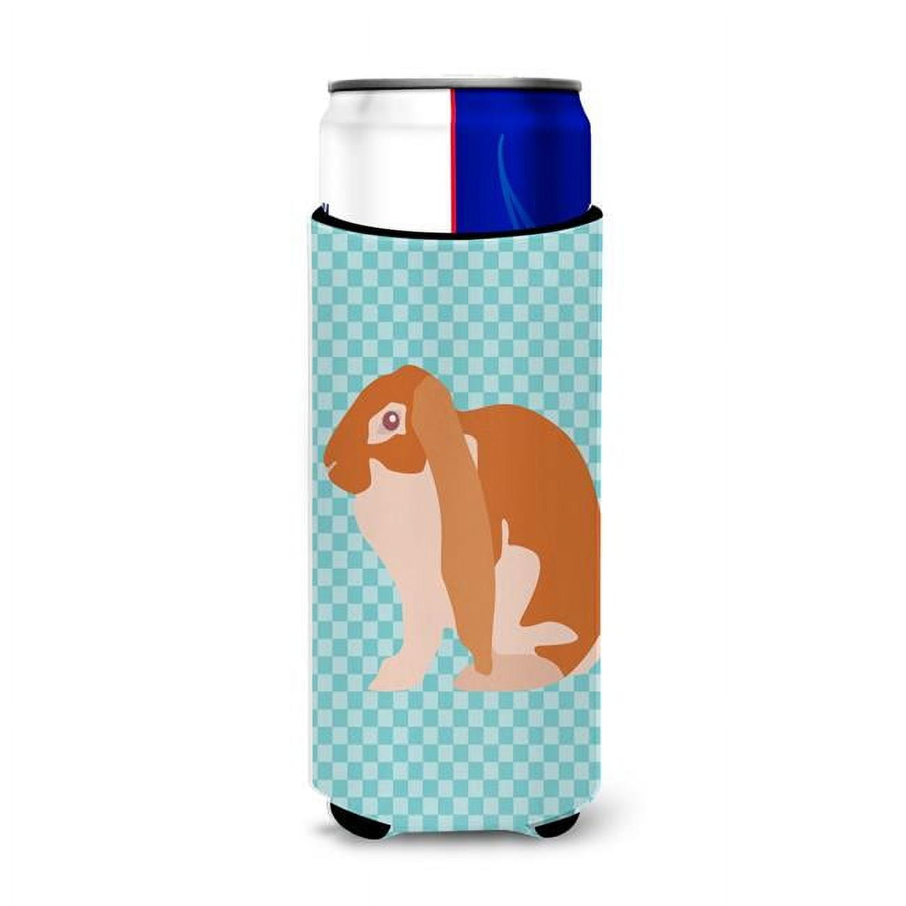 English Lop Rabbit Blue Check Michelob Ultra Hugger for Slim Cans