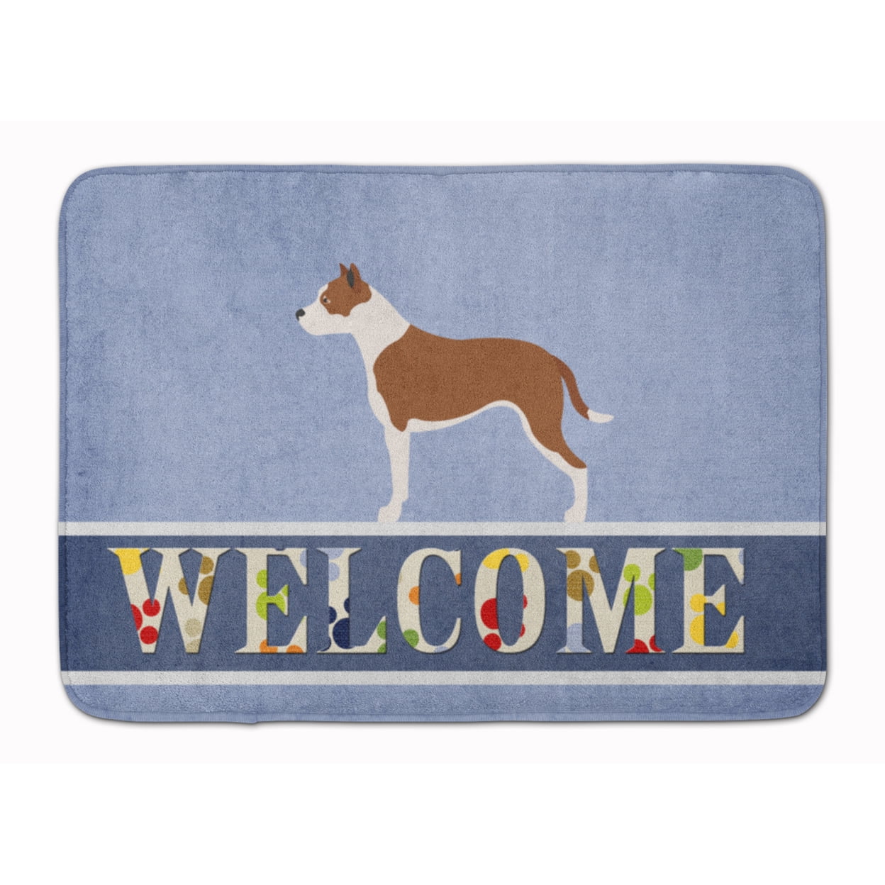 BB8325RUG Pit Bull Terrier Welcome Machine Washable Memory Foam Mat
