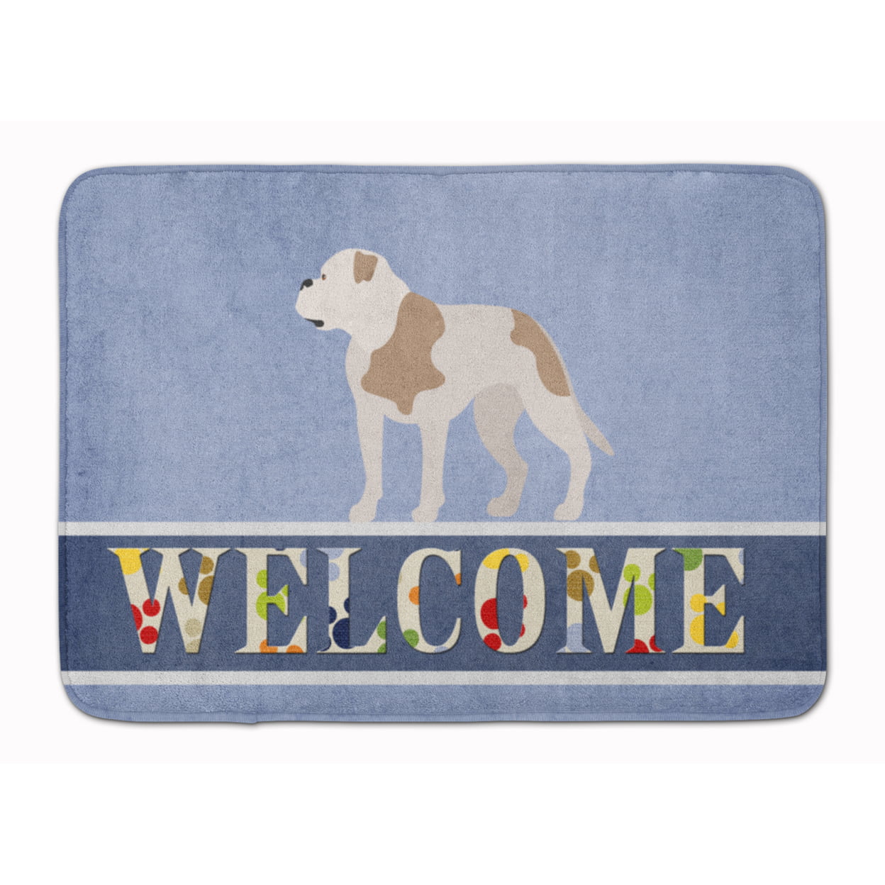 BB8348RUG American Bulldog Welcome Machine Washable Memory Foam Mat