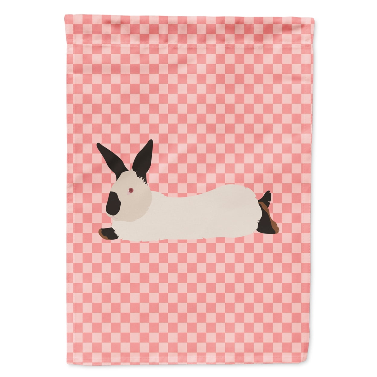 California White Rabbit Pink Check Garden Flag Size