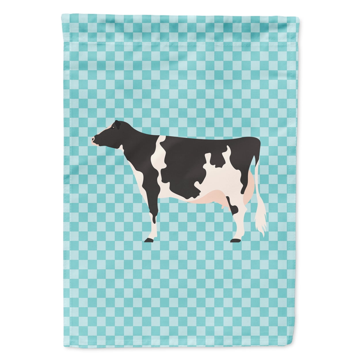 Holstein Cow Blue Check Garden Flag Size
