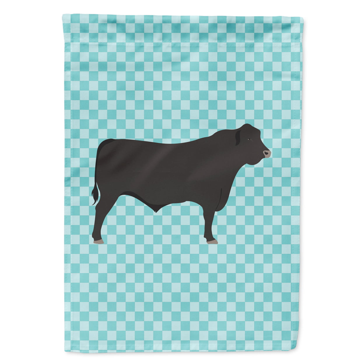 Black Angus Cow Blue Check Flag Garden Size