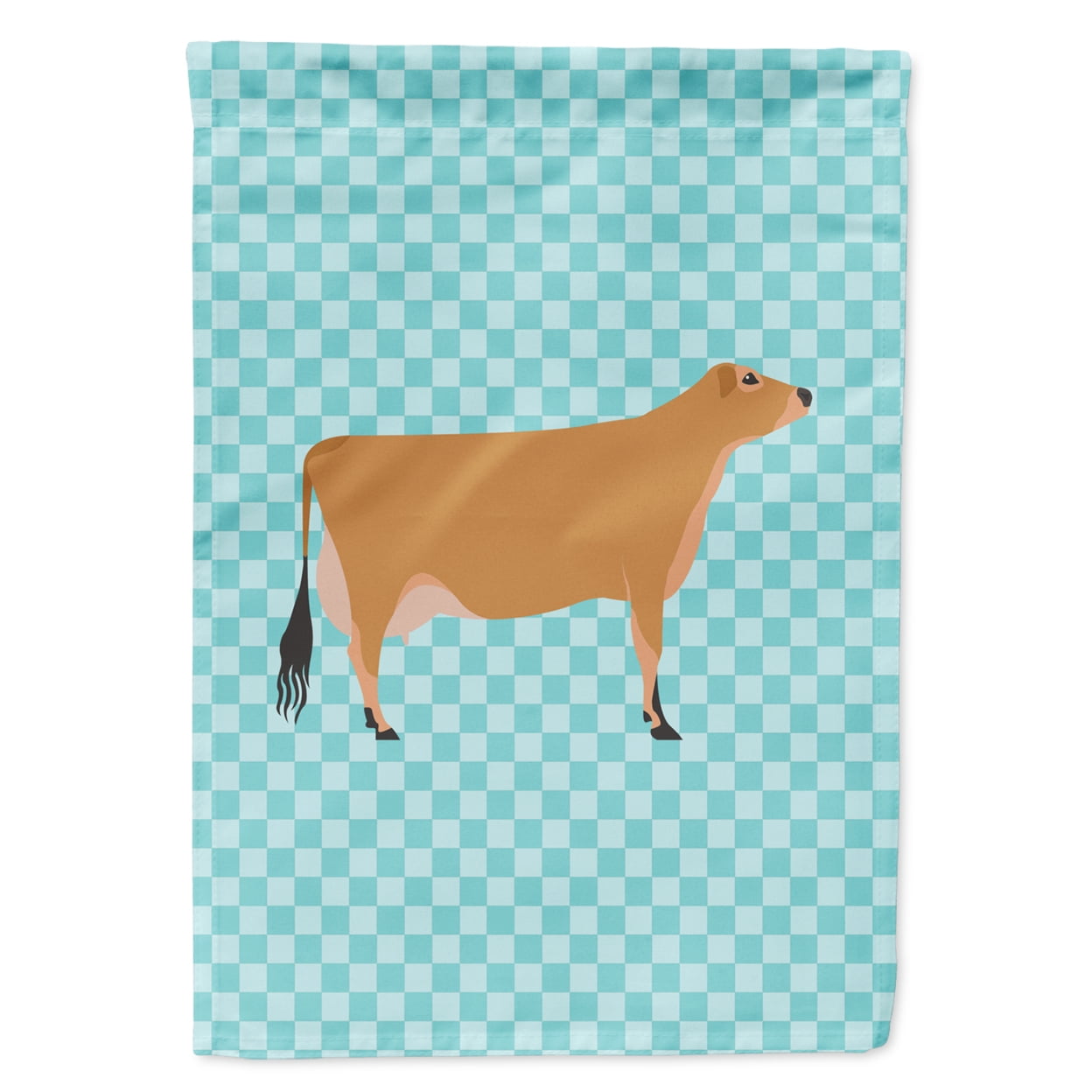 Jersey Cow Blue Check Flag Garden Size