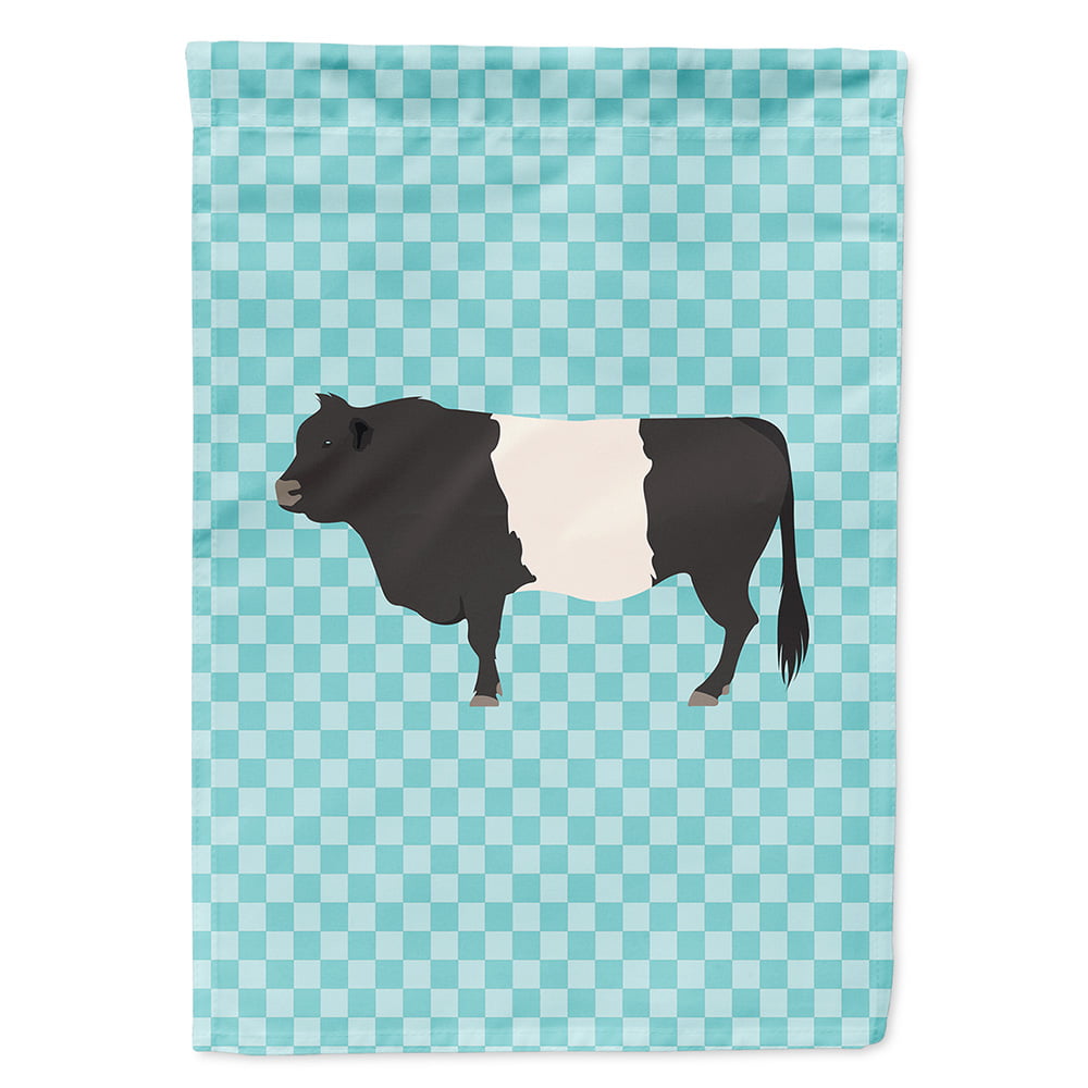 Belted Galloway Cow Blue Check Flag Garden Size