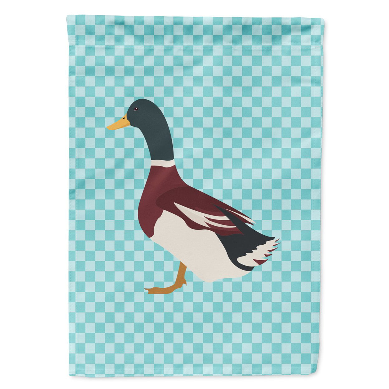 Rouen Duck Blue Check Flag Garden Size