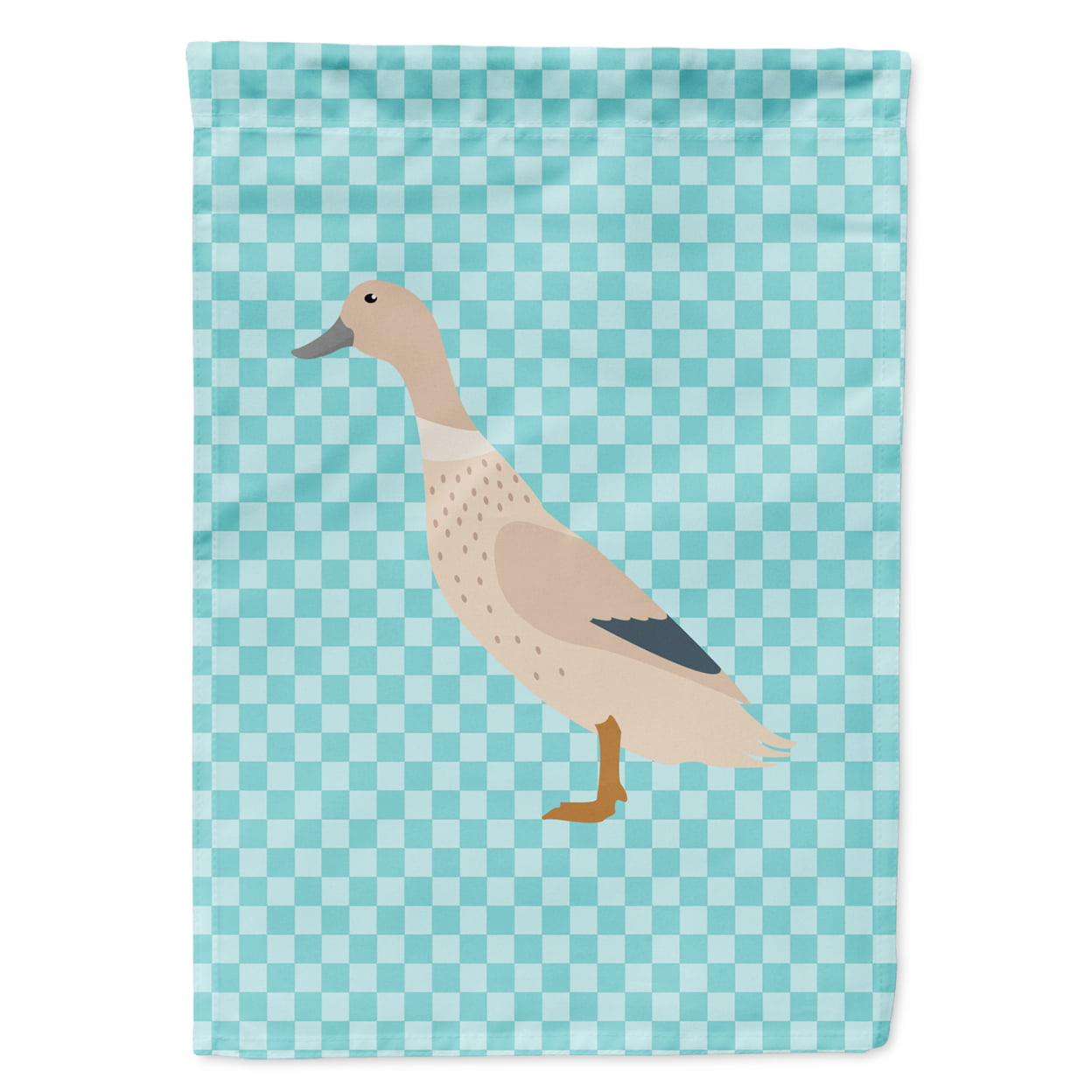 West Harlequin Duck Blue Check Flag Garden Size