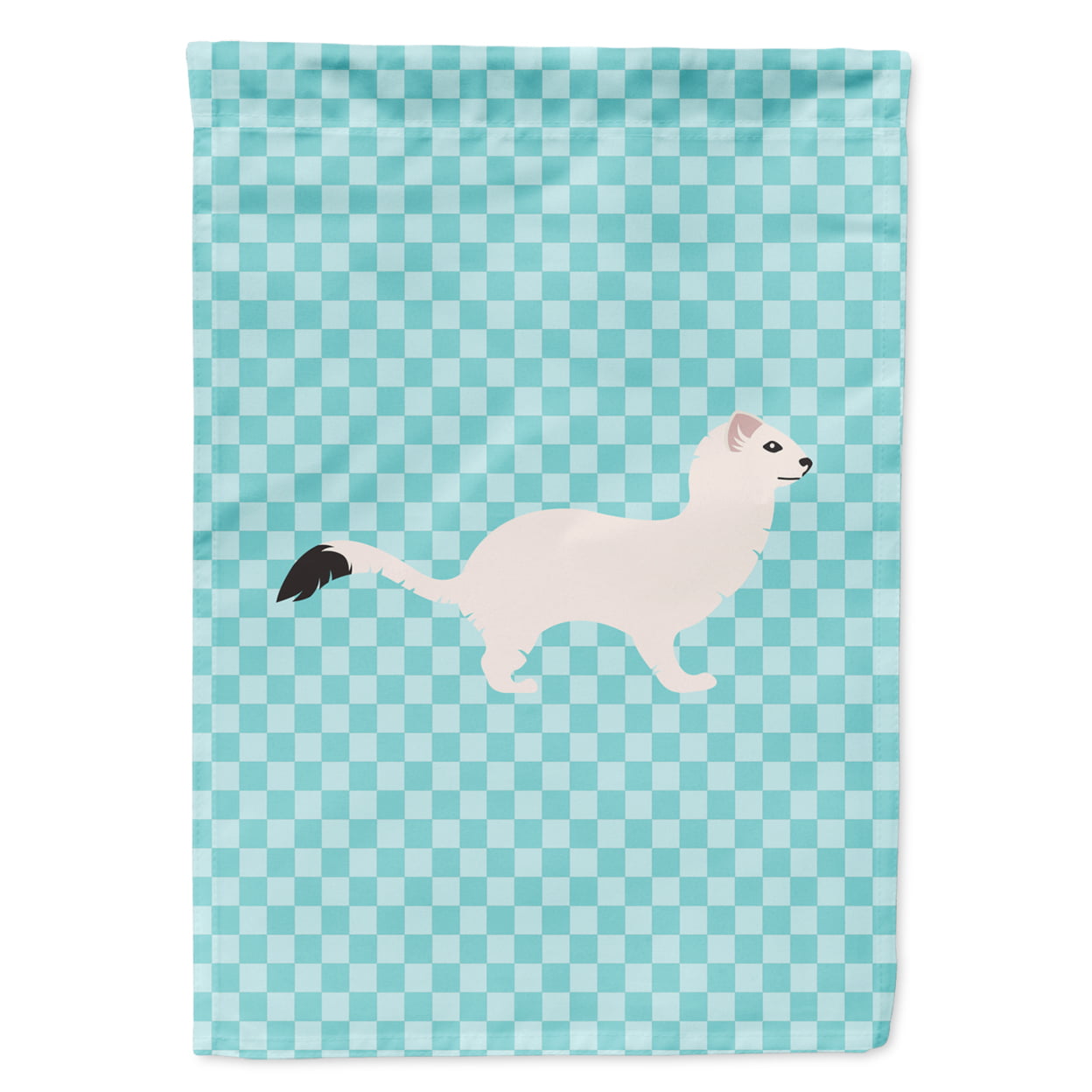 Stoat Short-Tailed Weasel Blue Check Flag Garden Size