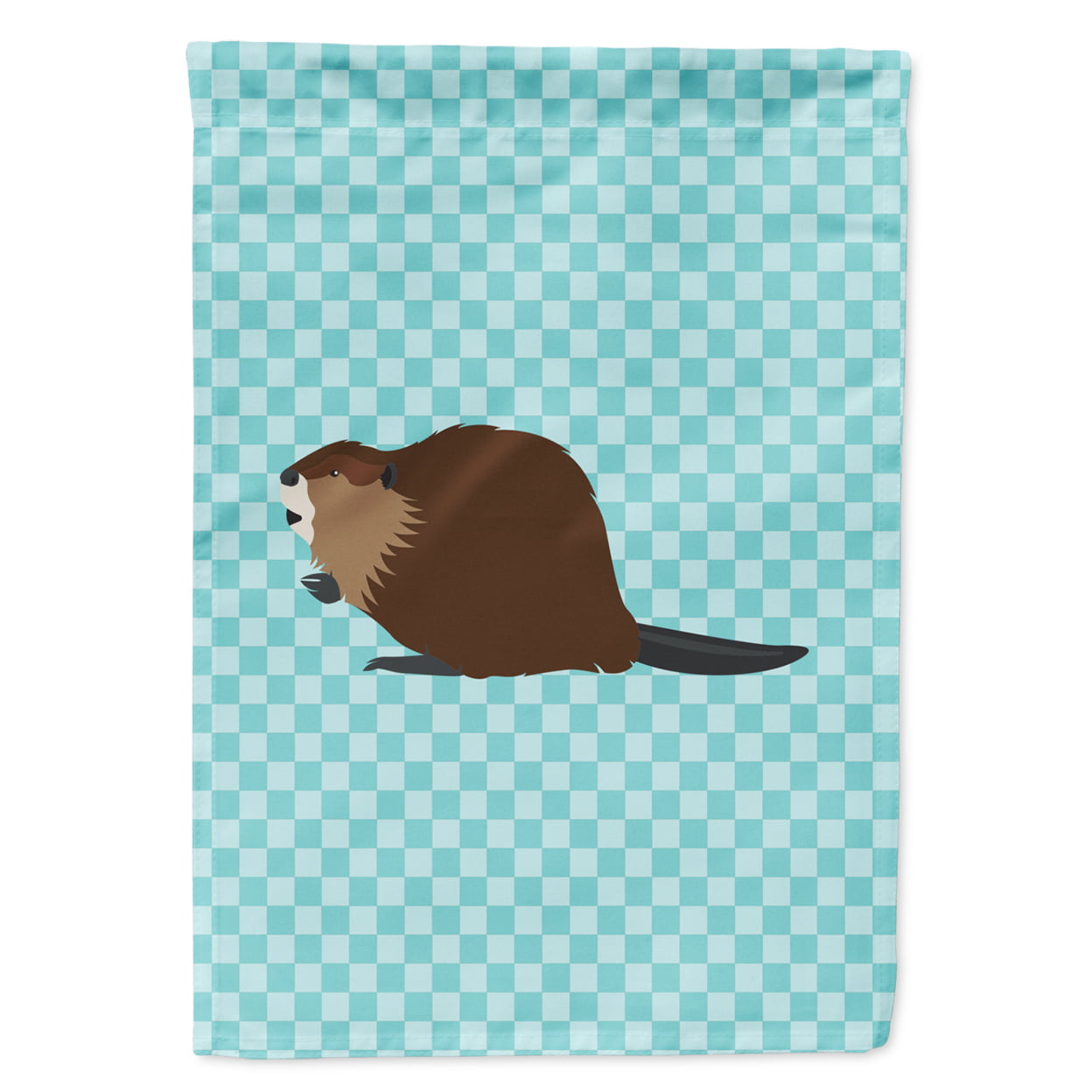 Eurasian Beaver Blue Check Flag Garden Size