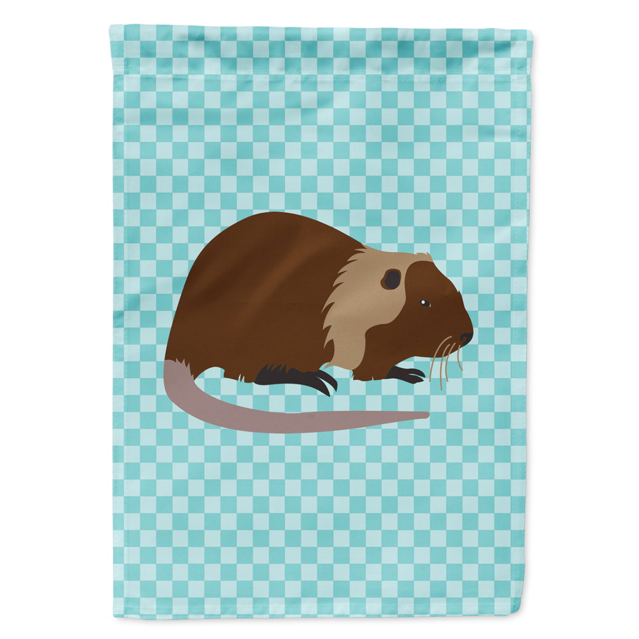 Coypu Nutria River Rat Blue Check Flag Garden Size
