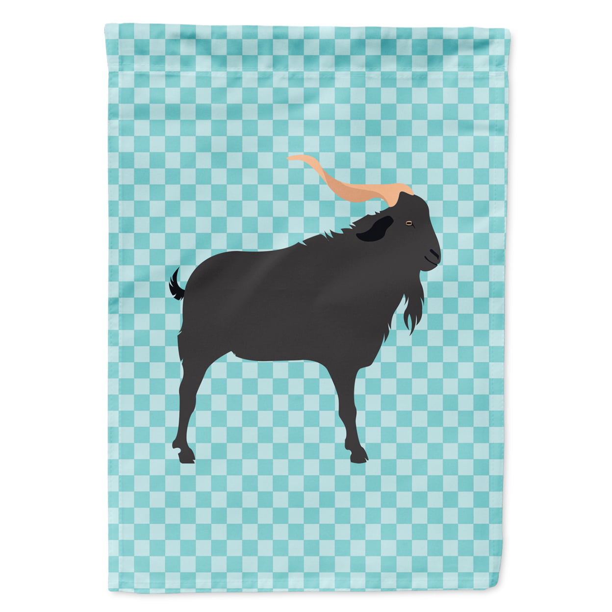 Verata Goat Blue Check Flag Garden Size